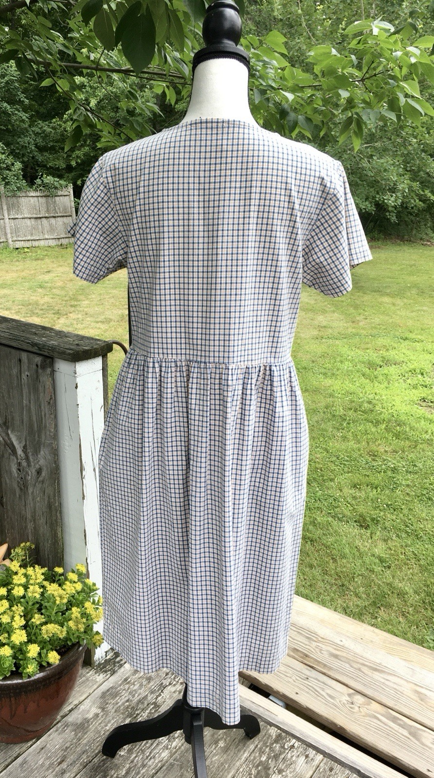 Vintage 90’s Ralph Lauren Plaid Gingham Dress Cottagecore Size L Grandma
