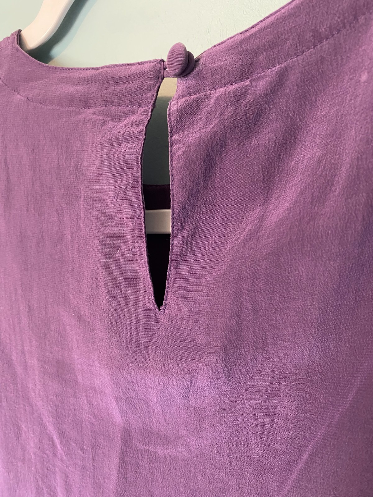 Vintage 90s Stephanie Andrews 100% Silk Blouse Purple Minimalist Quiet Luxury M