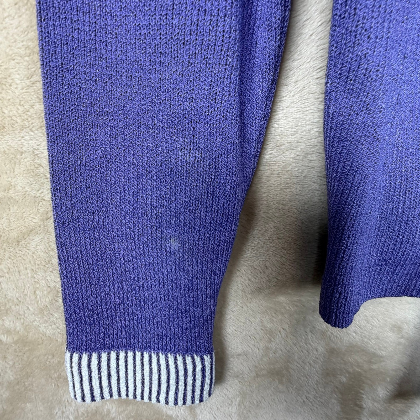 Vintage J.S.S. Purple Wool Blend Knit Skirt Suit Set Gold Crest Buttons Size S