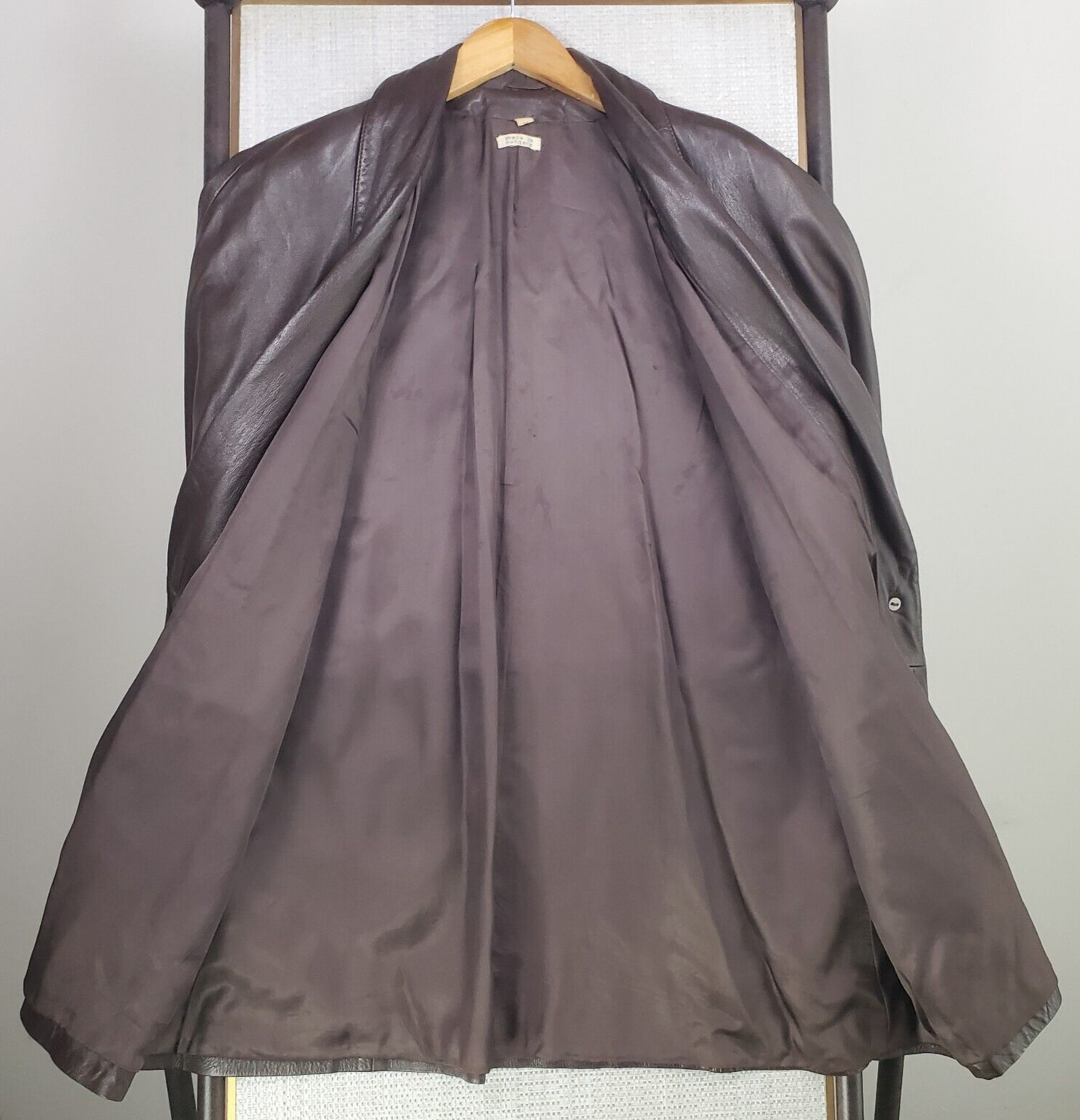 VTG ANONYMOUS Womens Size Medium Leather Shawl Collar Chore Barn Coat Jacket