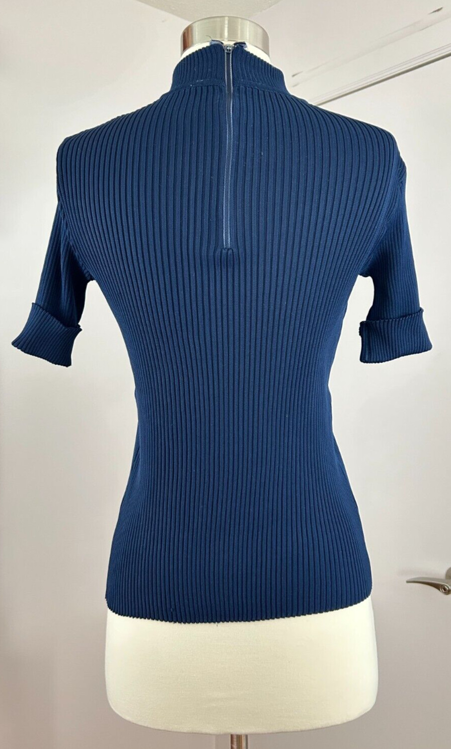 Vintage Sweater Bee by Banff Blue Striped Short Sleeve Top