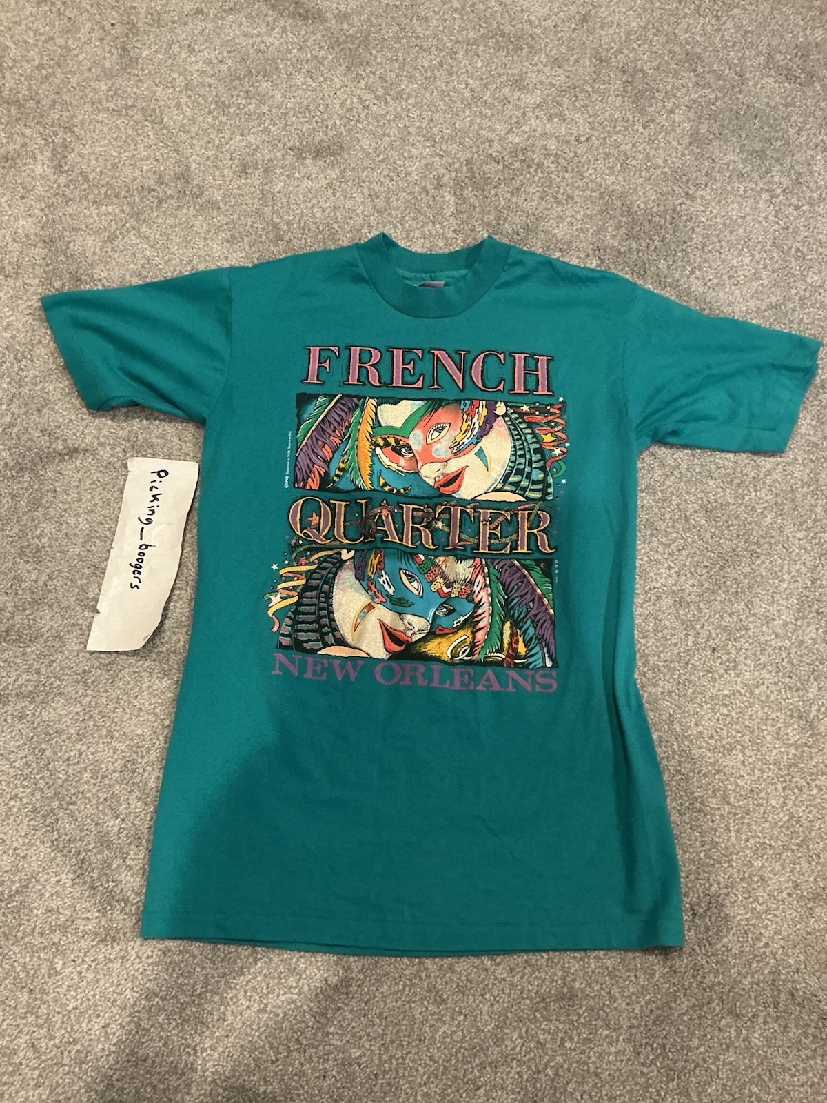 VINTAGE Mardi Gras New Orleans 90s T Shirt women’s Medium Teal