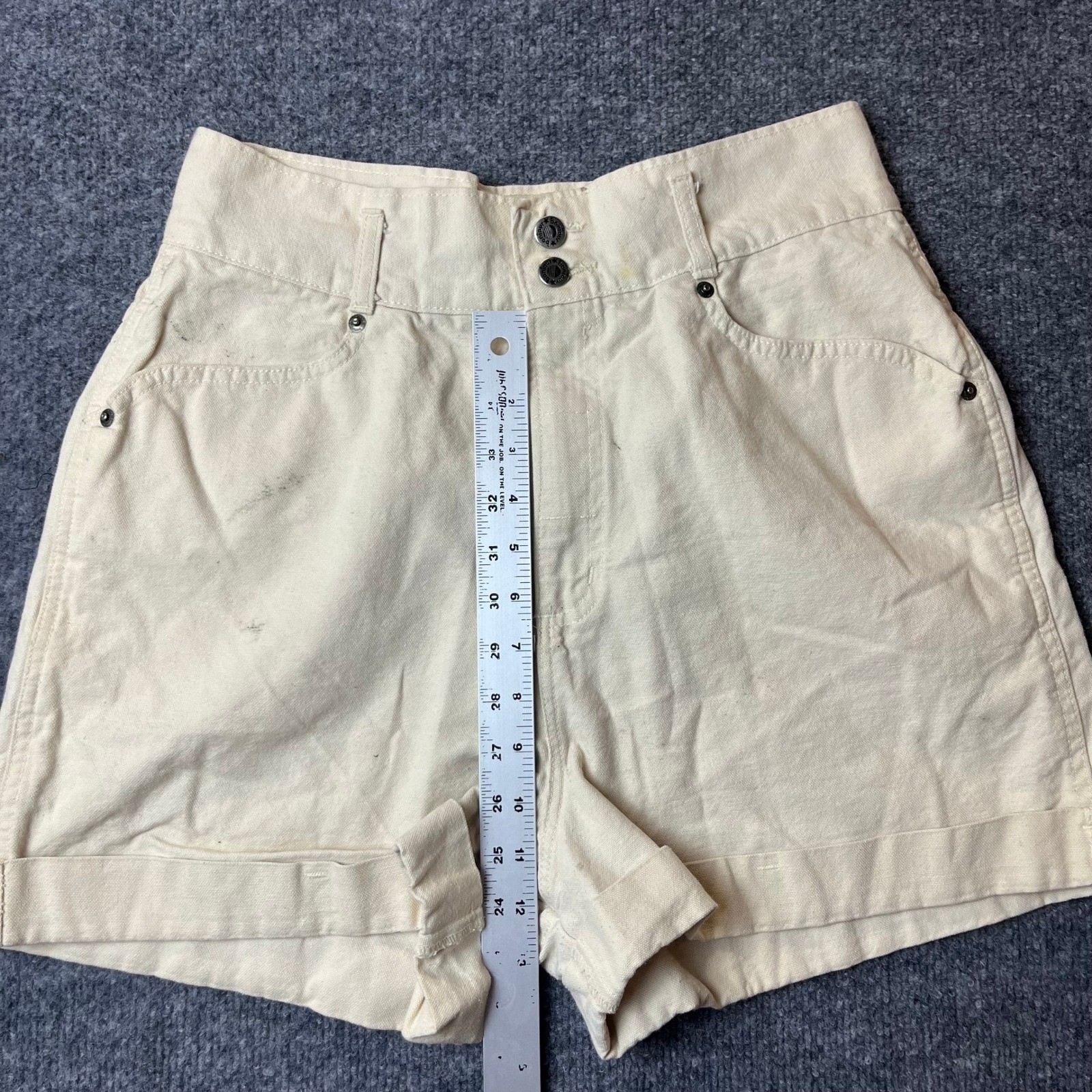 Bonjour Shorts Womens Size 15/16 Cream High Waisted Cotton Denim Vintage USA