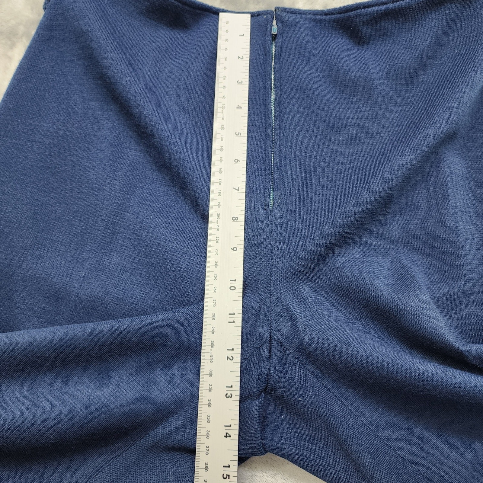 Vintage Batik High Rise Front Metal Zip Knit Jogger Pant Size 48 12 Blue Stretch