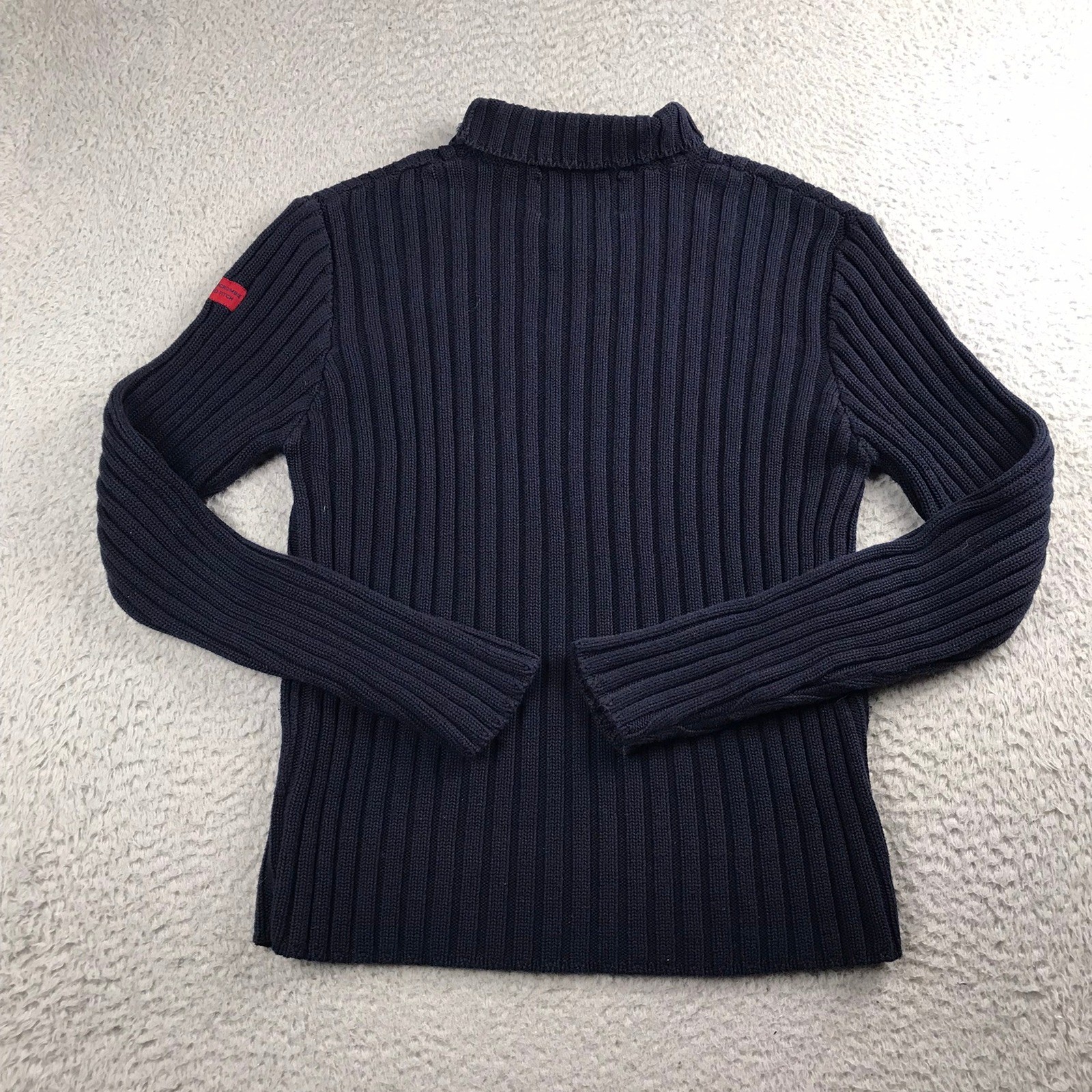 Vintage 90s Abercrombie & Fitch Turtleneck Sweater Womens M Navy Ribbed Knit