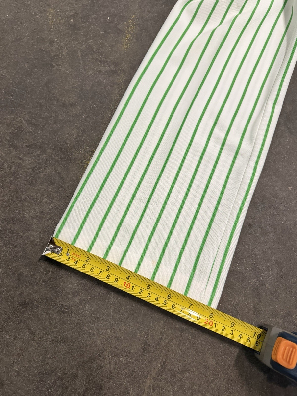 Vintage 1970s Green White Striped High Rise Polyester Trousers Hippy Retro