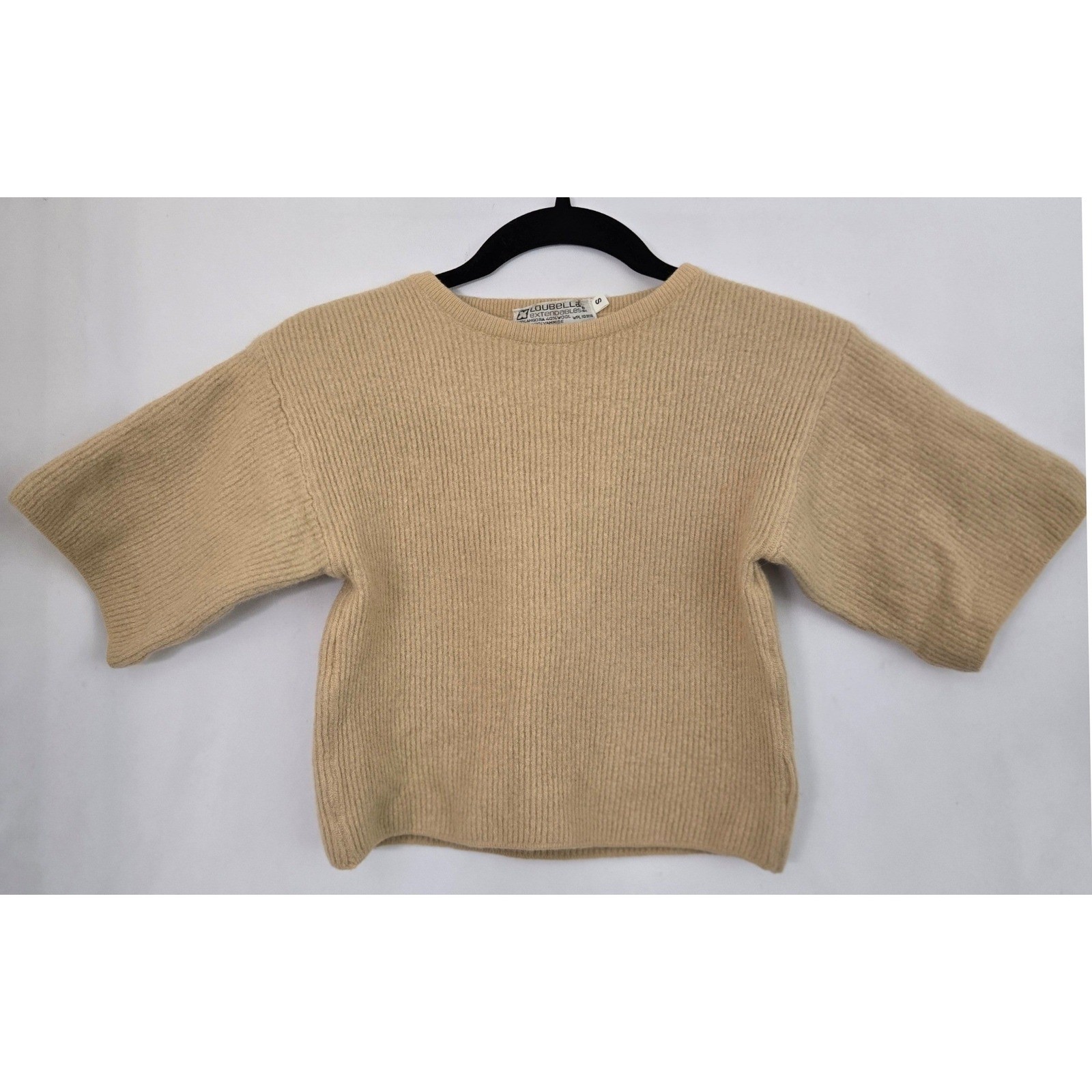 Vintage Loubella Made in Italy Angora Wool Blend Ribbed Sweater Short Sleeve S