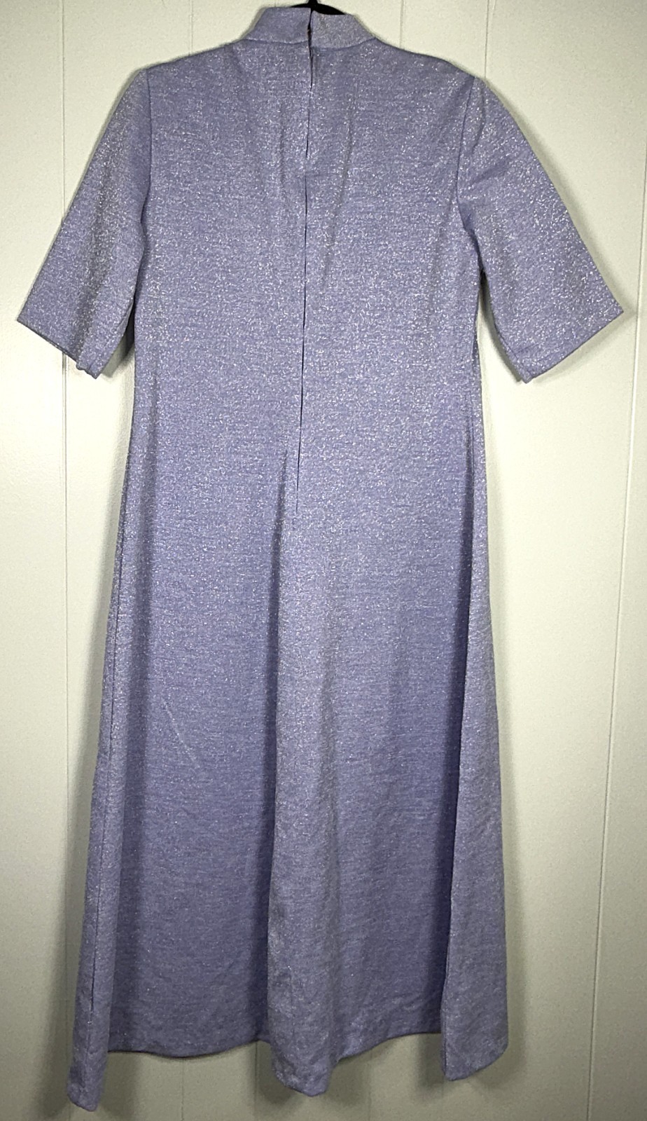 VTG Leslie Fay Knits Mandarin Metallic/Glitter Thread Rhinestone Dress L 12/14