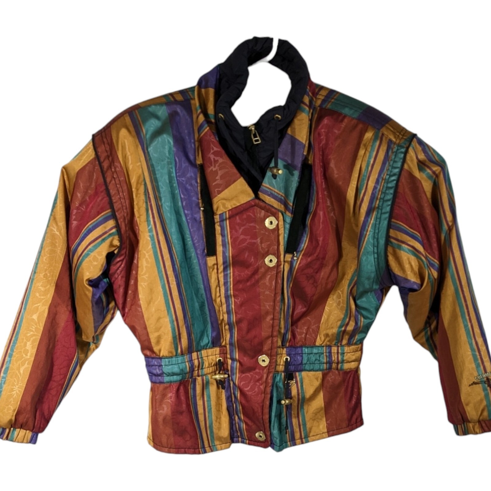 Obermeyer Color Block Ski Jacket Womens 10 Puffer Coat Colorful Striped Floral