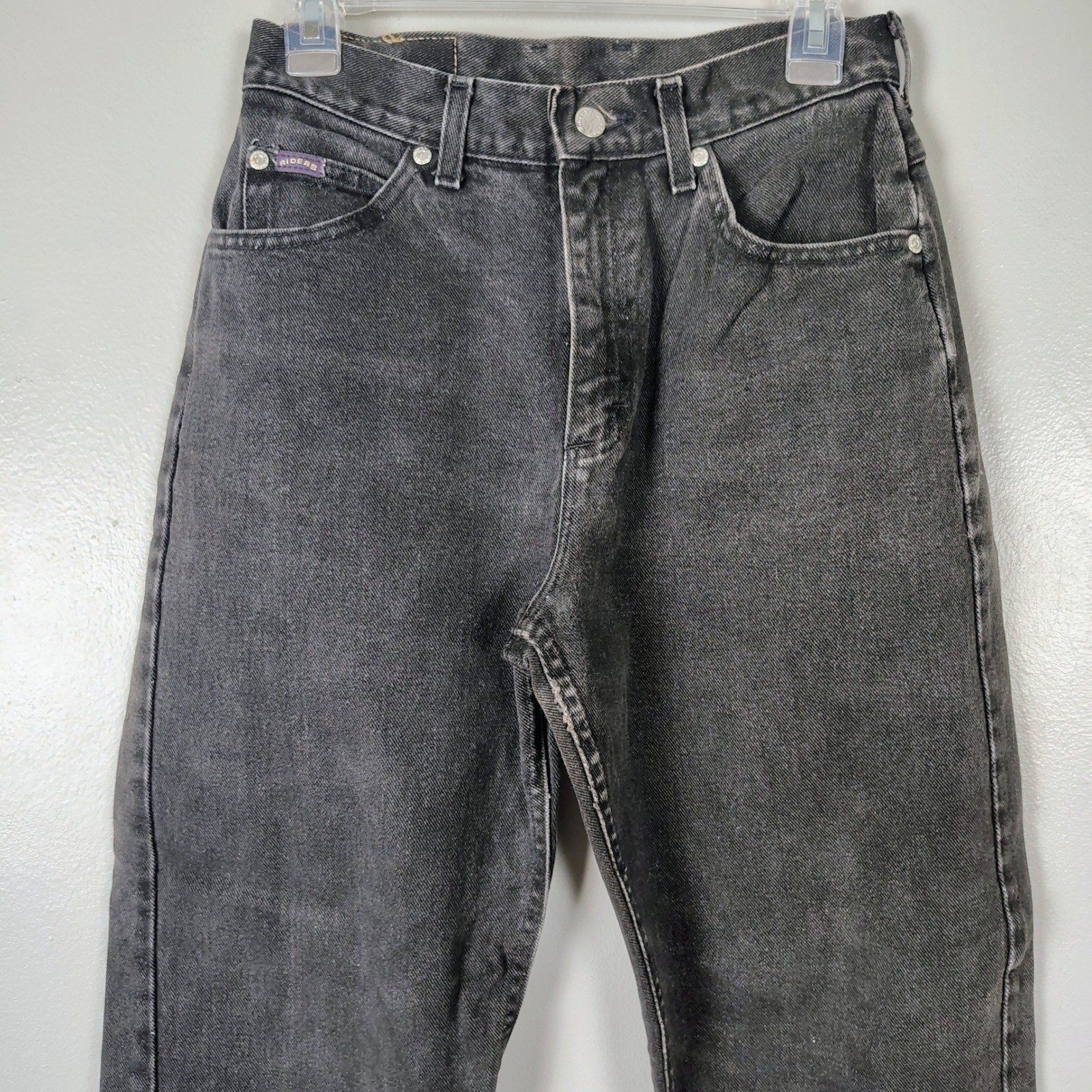 Vintage Riders by Lee High Waisted Mom Jeans Faded Black Tapered Leg 8P Dark emo