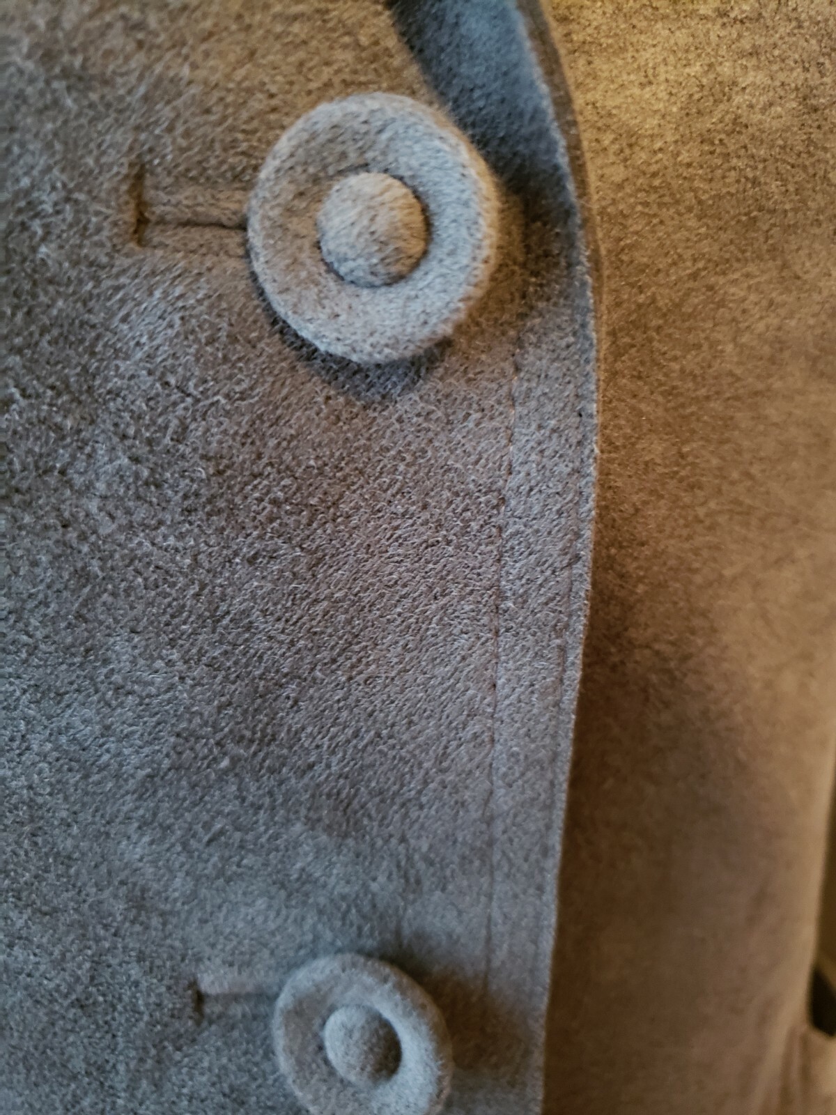 Vintage James Chen British Textile Suede Leather Jacket Lightweight Gray Small S