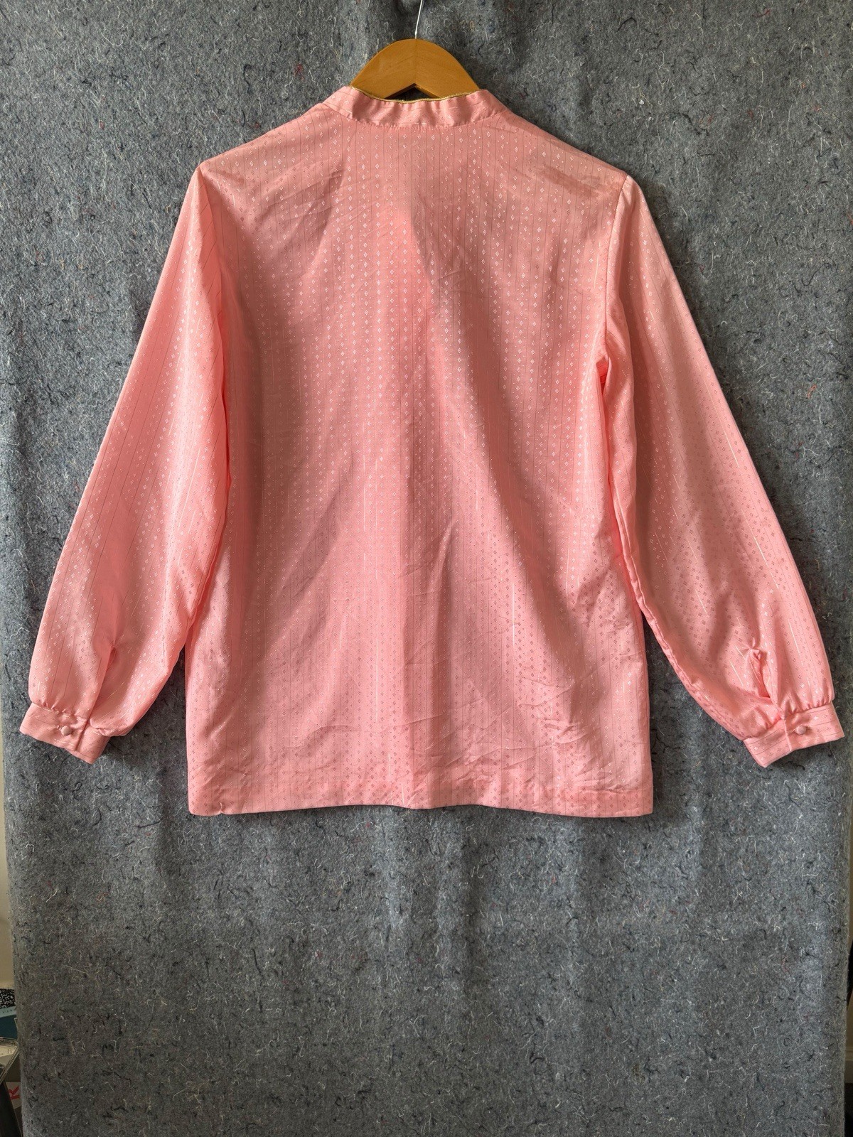 Vintage COS COB 15/16 Pink Metallic Jacquard Blouse Collar Gold Trim NWOT