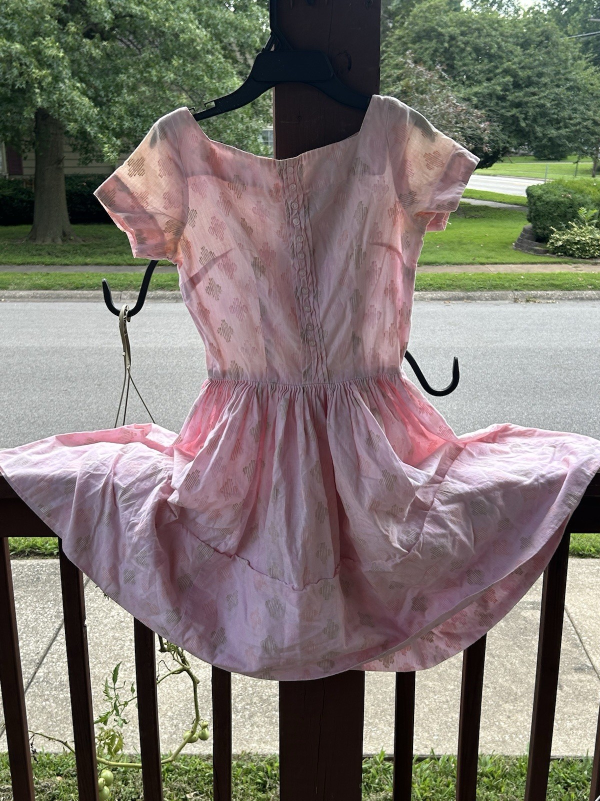 Jonathan Logan Pink & White Fit & Flare Vintage Dress, Short Sleeve