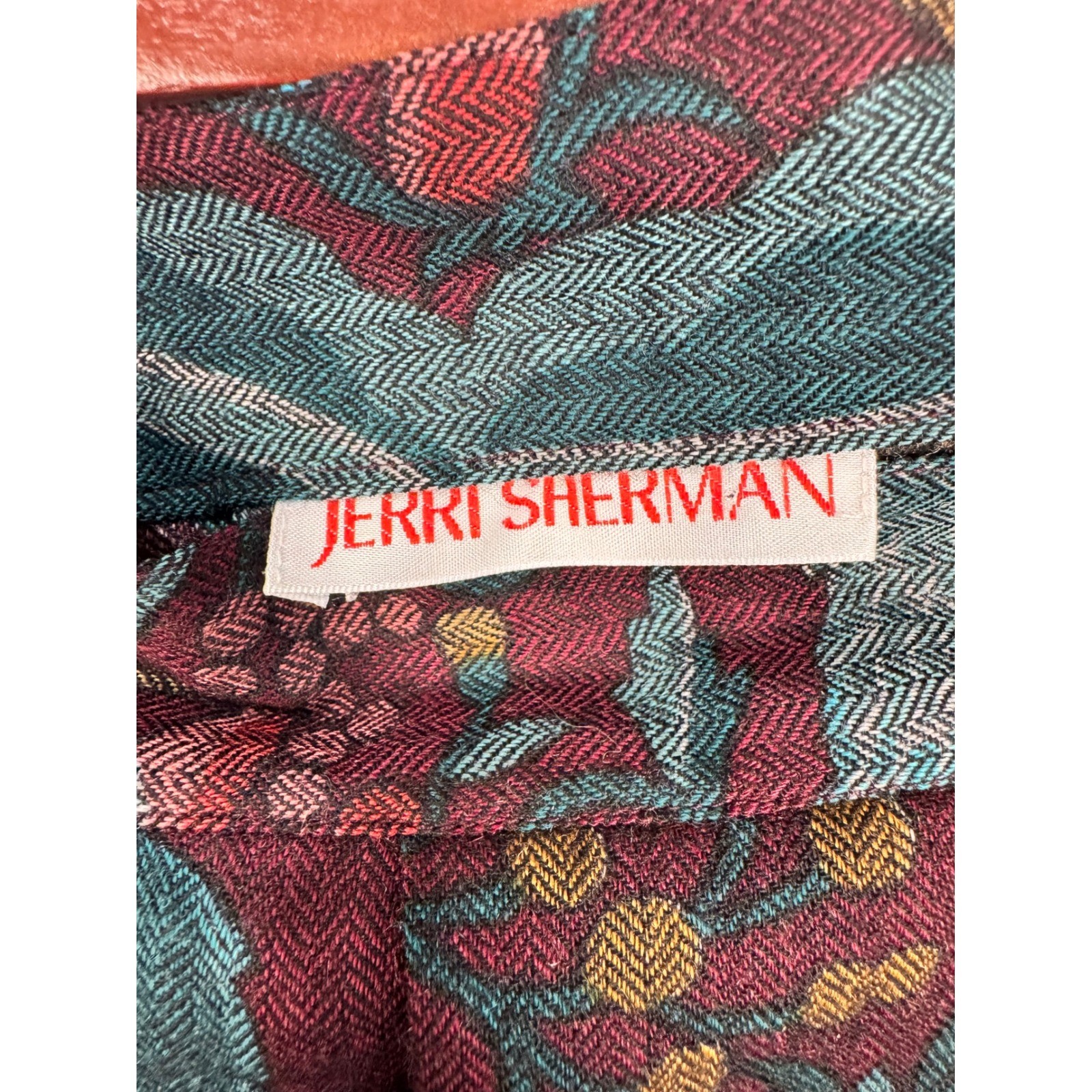 Jerri Sherman Vintage Wool Pleated Midi Skirt Burgundy Floral Pockets Size 2 NWT
