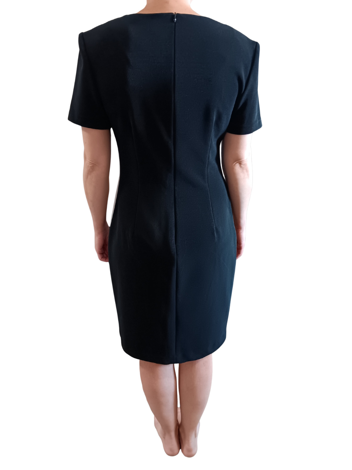 Vintage Joseph Ribkoff Sheath Dress Black White Flame Design Union Made 80s 90s