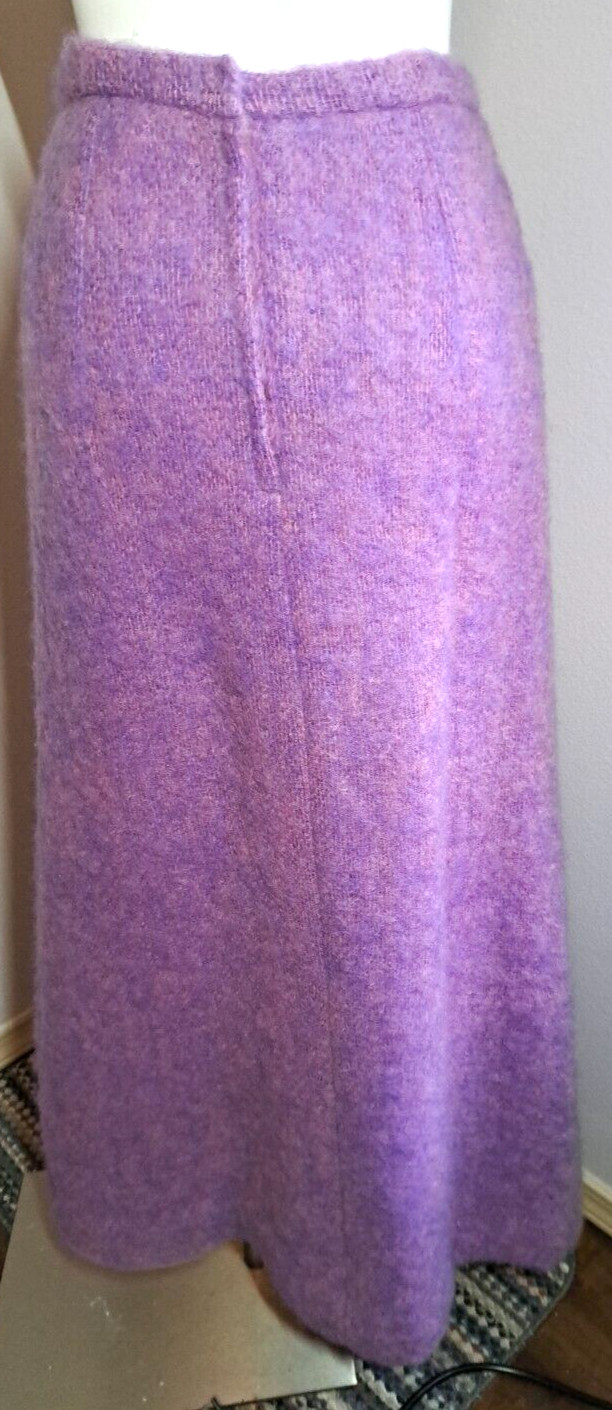 1960s HEMMINGS DONEGAL Irish Mohair Wool Purple Long Skirt Size S Waist 28″