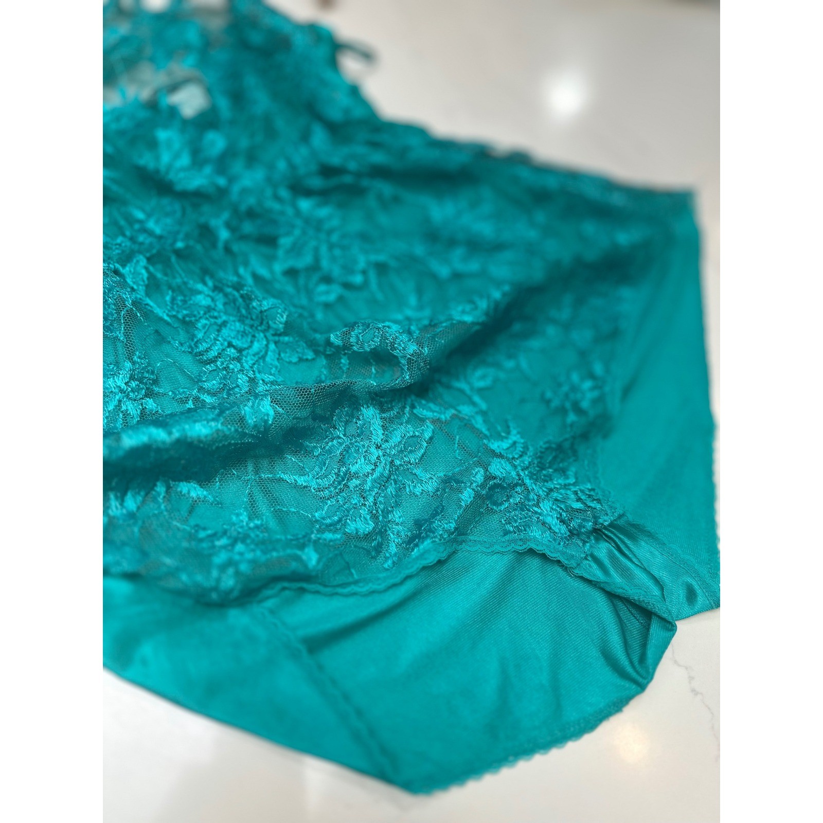 Vintage Samye Teal Floral Lace Teddy Romper Feminine Flirty