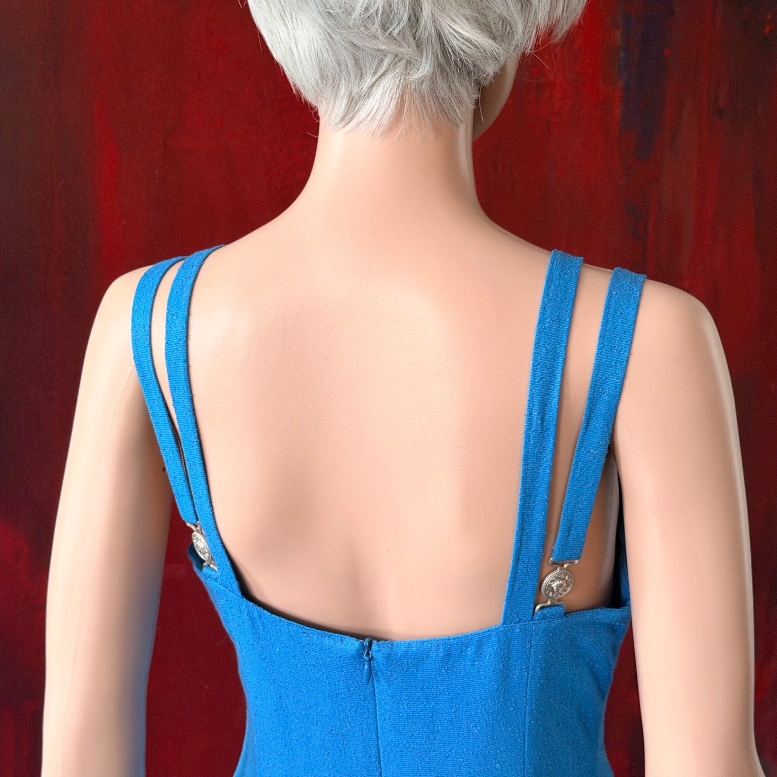 VERSACE JEANS COUTURE 1990s double-strap mini dress in blue size 42
