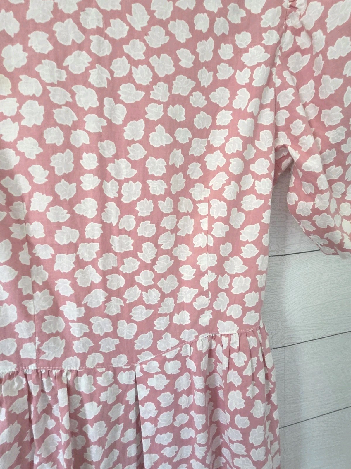 VTG Lanz Originals Dress 7/8 Pink Floral Cotton Tea Dress Cottage Core Belted