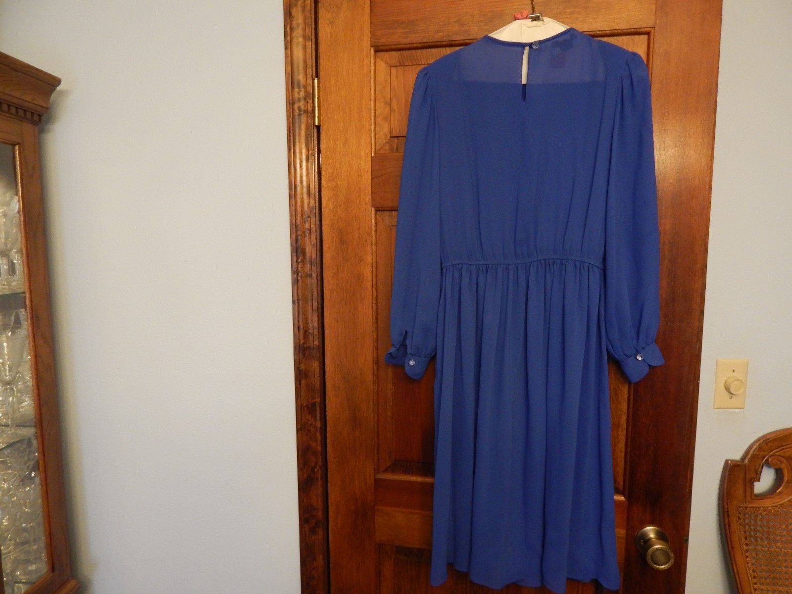 Vintage 1988 ACT I Petites New York Royal Blue Chiffon Dress, Size 8