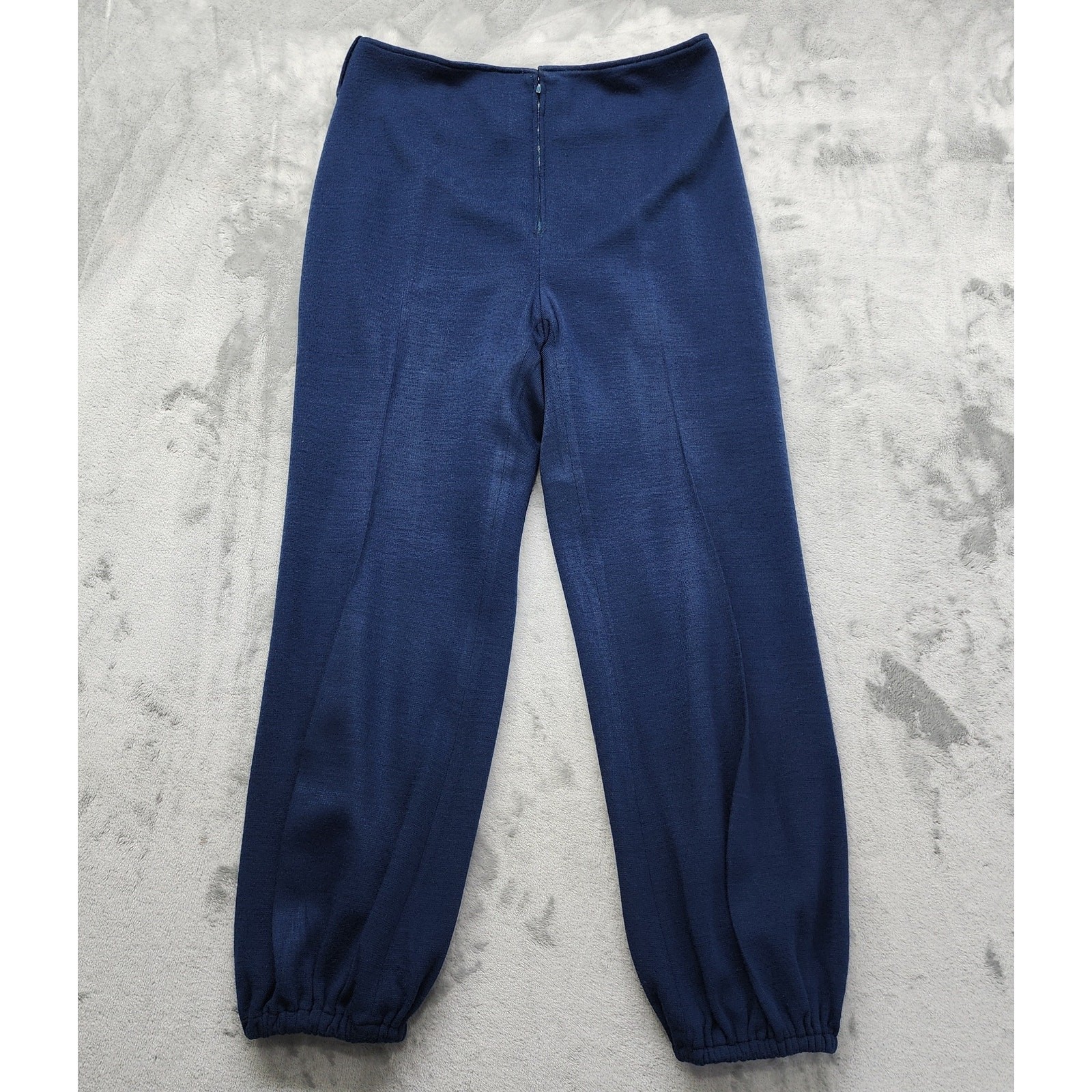 Vintage Batik High Rise Front Metal Zip Knit Jogger Pant Size 48 12 Blue Stretch