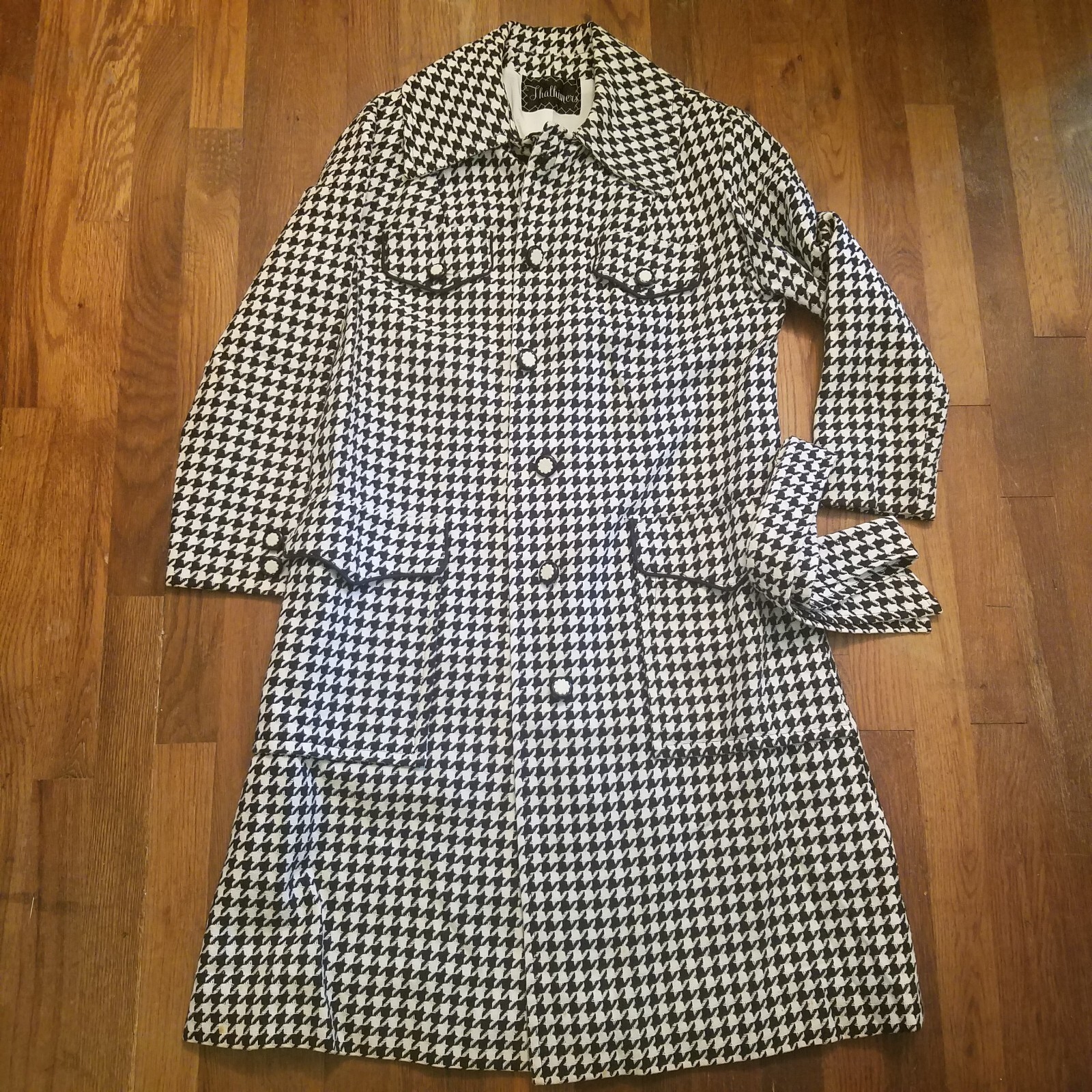 Womens Houndstooth Peacoat Jacket Vintage 50s 60s S/M Thalhimers Union Made