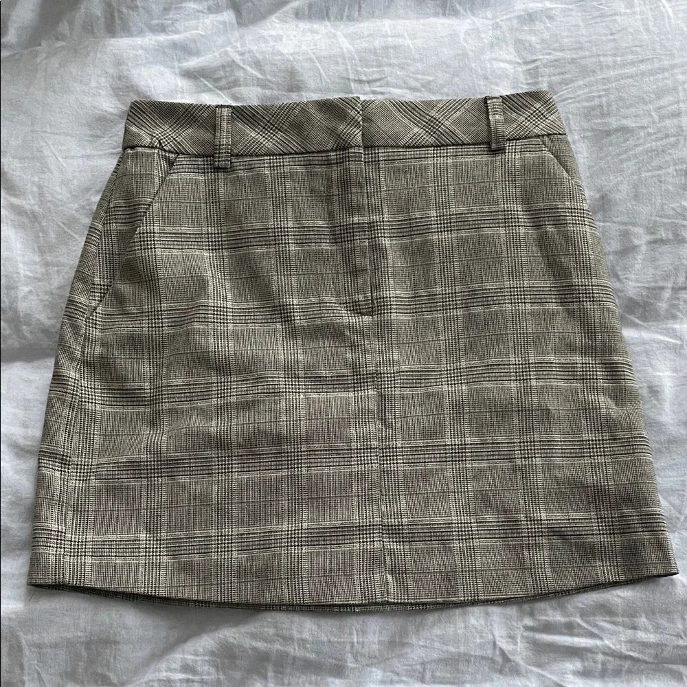 Vintage Y2K Miss Selfridge Plaid Mini Skirt Grey Silver Grunge Office Skirt