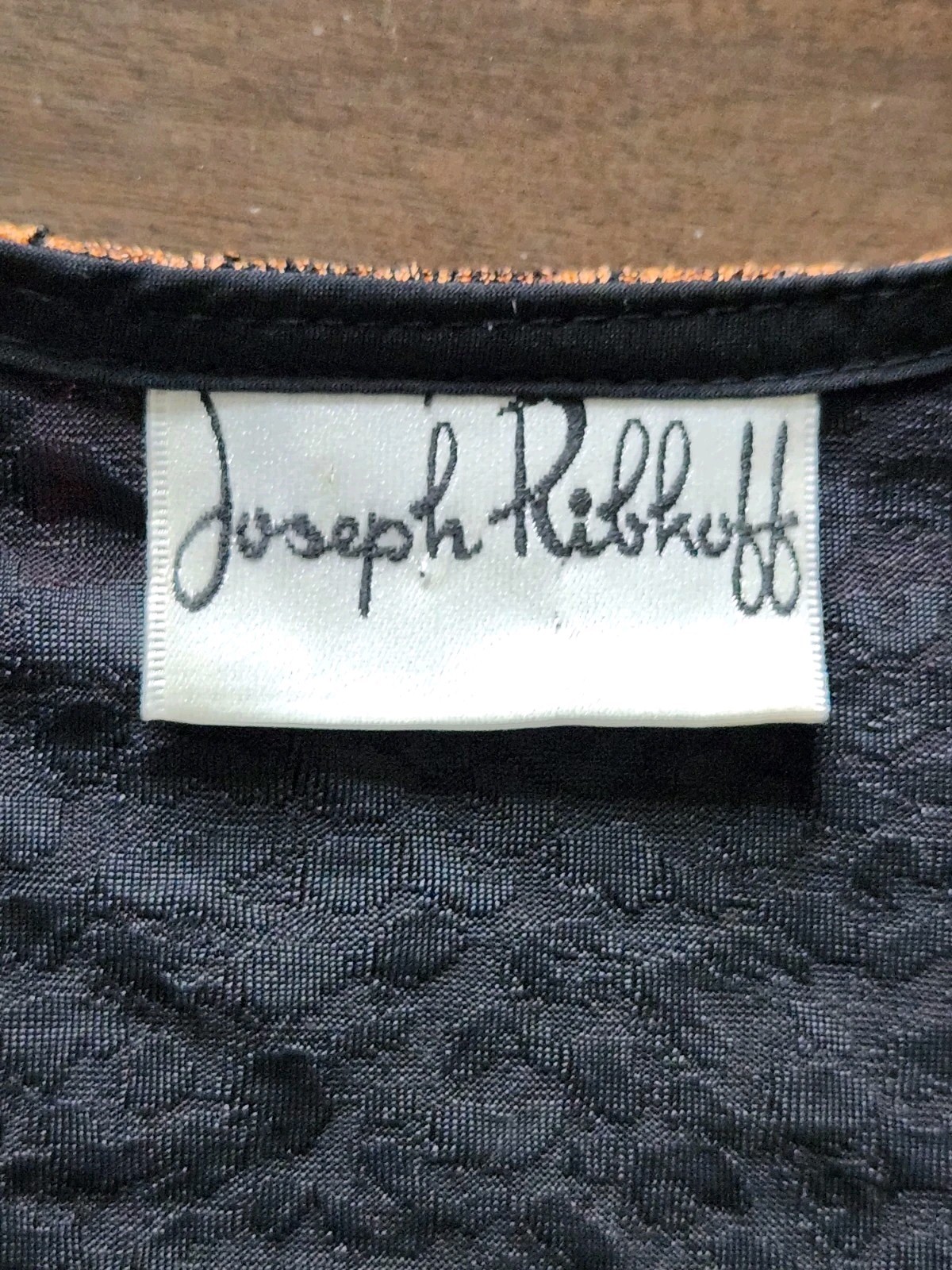 Joseph Ribkoff Vtg Cardigan Jacket Orange Black Wave Print Feather Cuff Retro