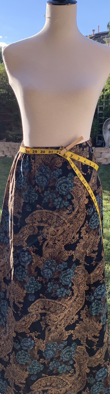 Skirt Vintage Laura Scott Maxi Skirt Plus Size:16Wide Brown Blue Print 1960’s