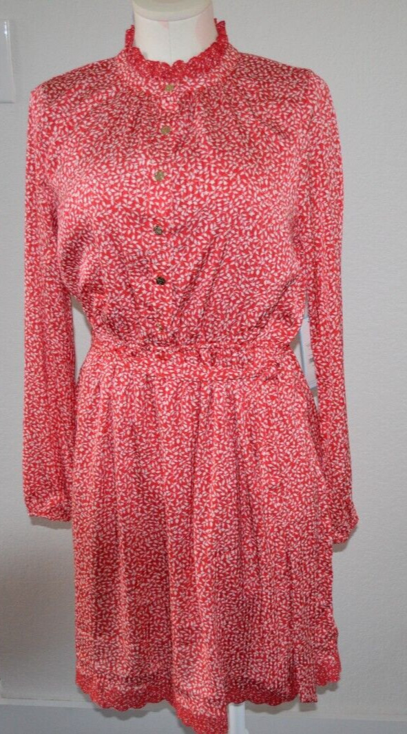 DRAPER JAMES Button Front Shirt Dress RED/CREAM Size S Vintage Fully Lined NWT