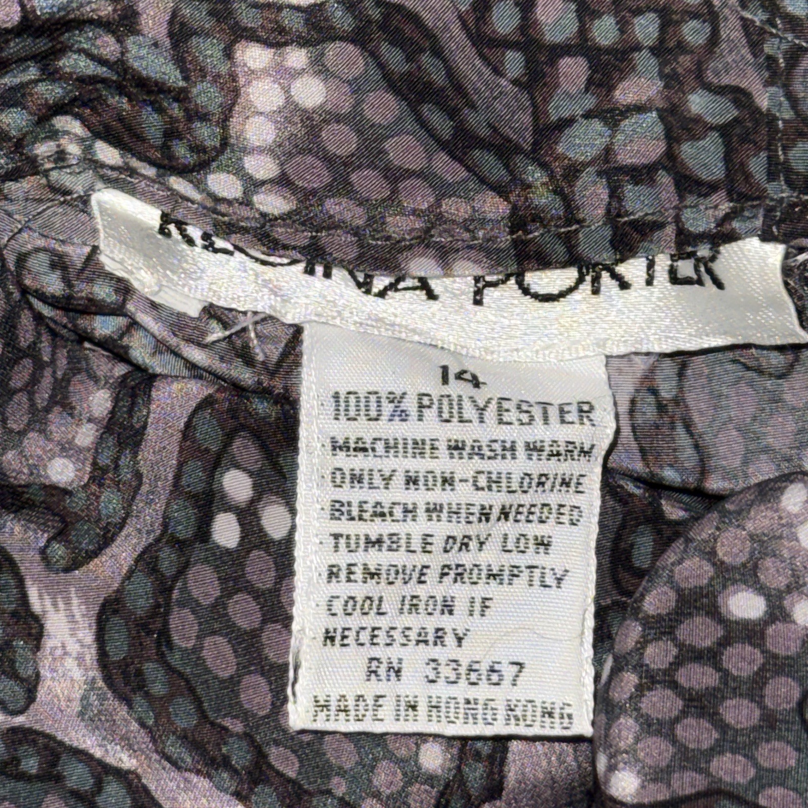 VTG Regina Porter Snake Print Blouse Women’s Sz 14 80s Secretary Career Shirt HK