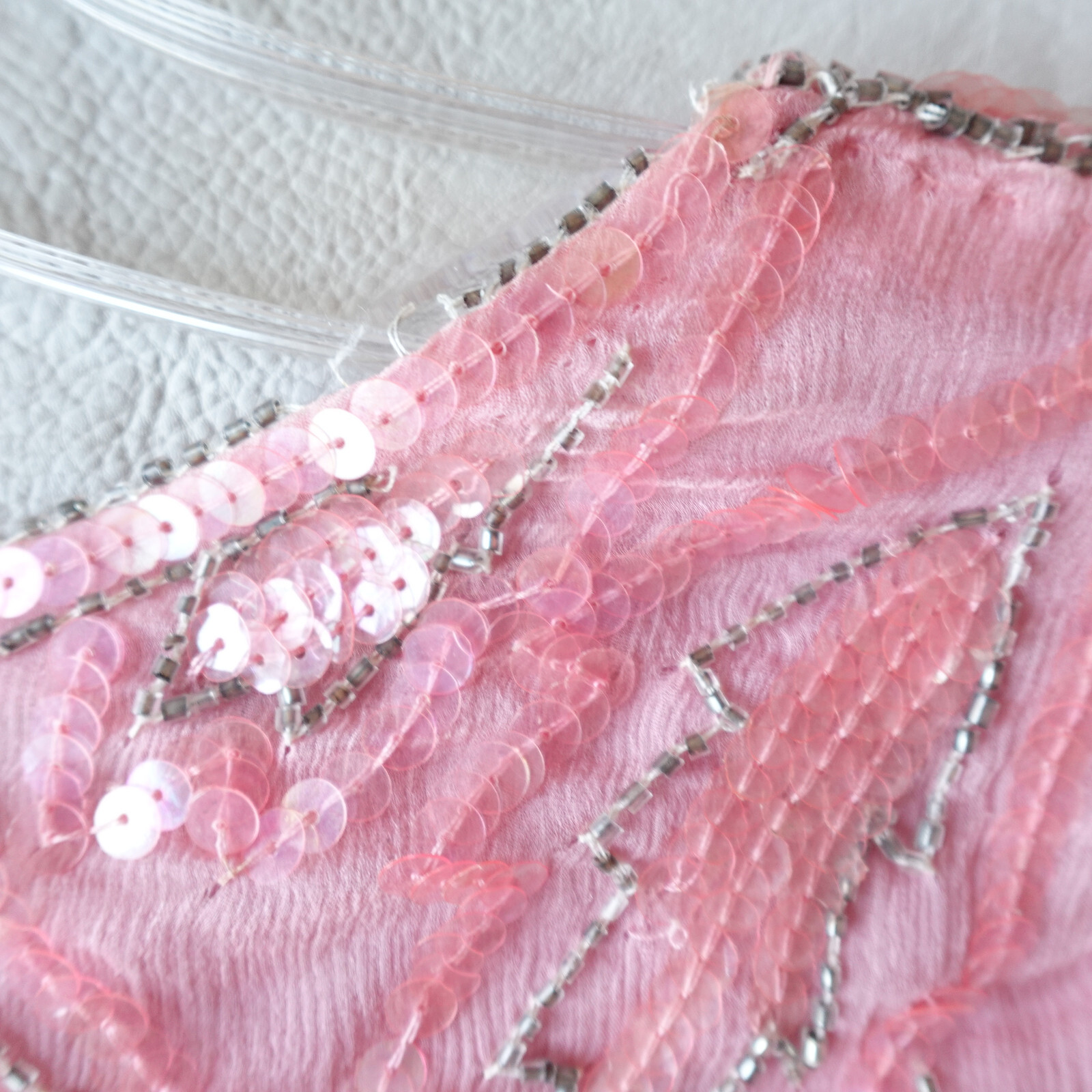Vintage India Silk Beaded Sequin Dress Pink Party Cocktail Evening Retro
