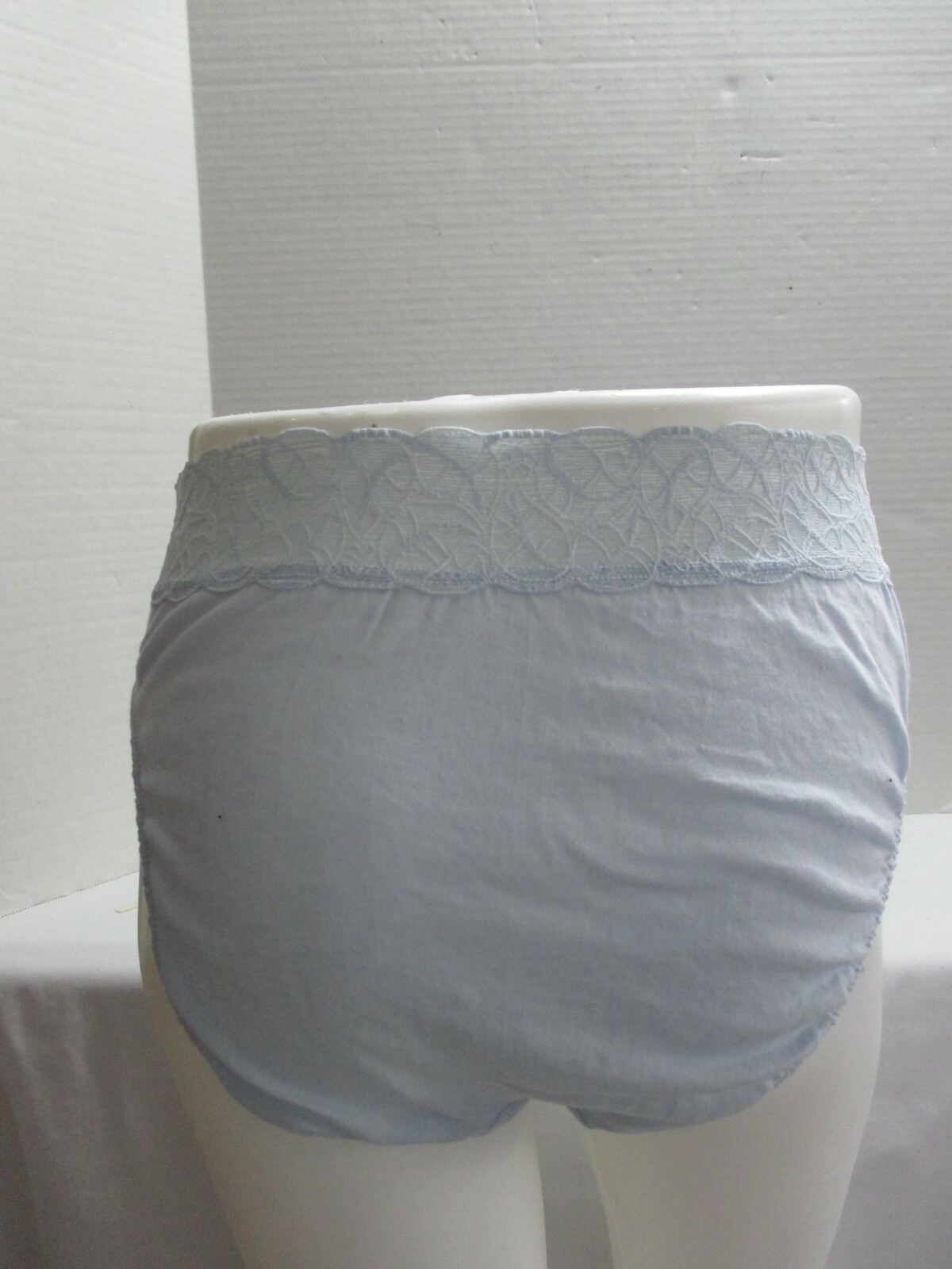 VINTAGE MYONNE HIGH CUT PANTY WITH 2 1/2″ LACE WAIST COTTON PANTIE BLUE SIZE 7