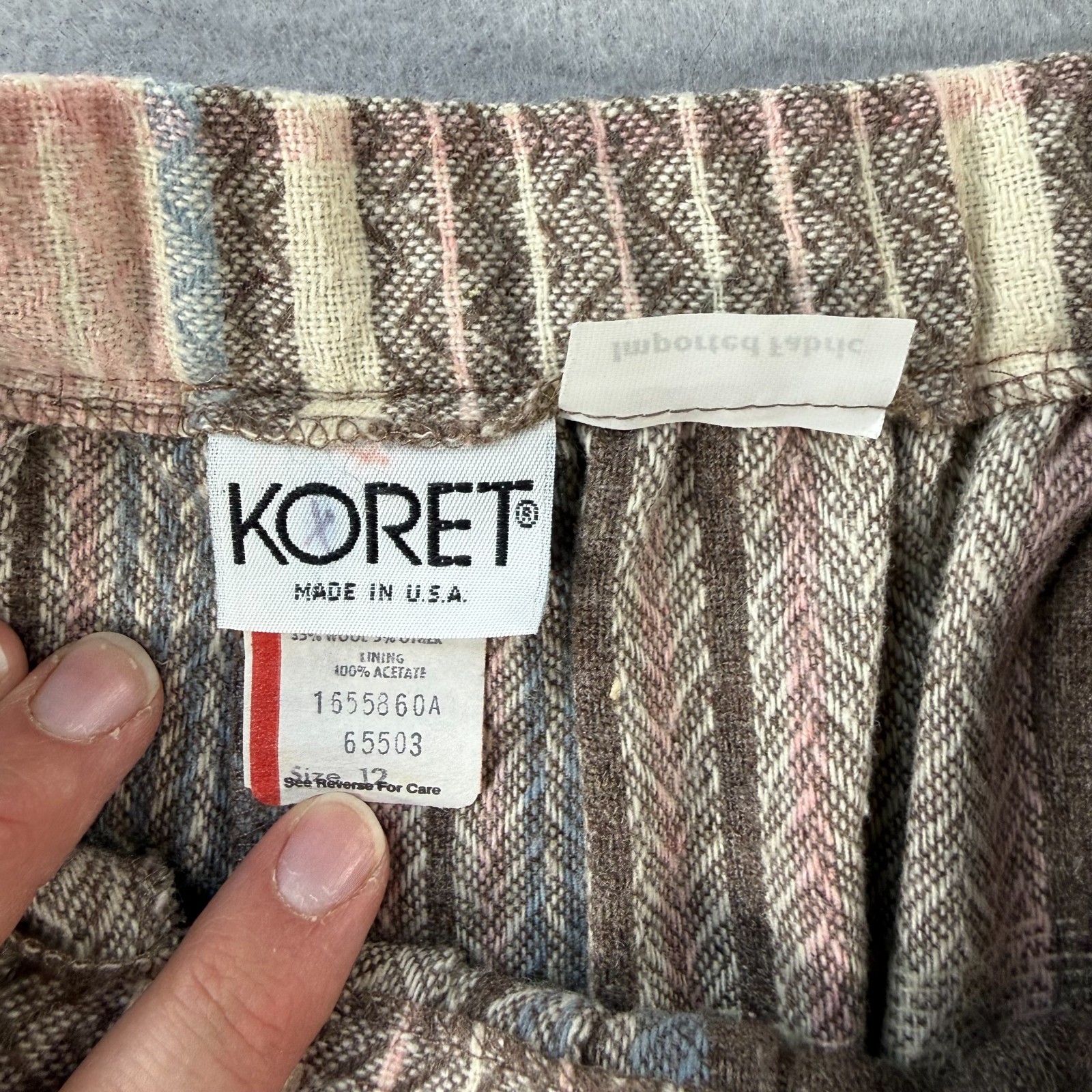 Vintage Pleated Preppy Skirt Womens 12 Midi Plaid Wool Blend USA Union Made 90s