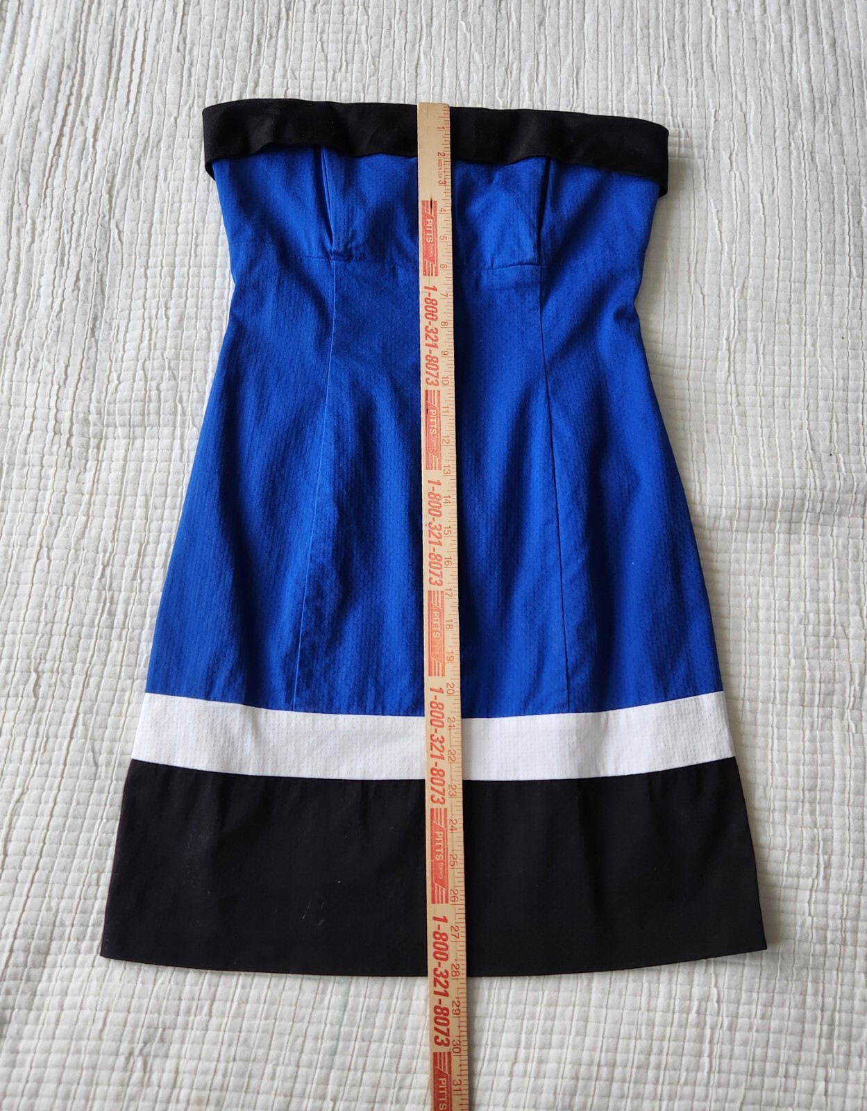 Vintage B. Darlin Strapless Colorblock Dress Size 9/10 Blue White Black