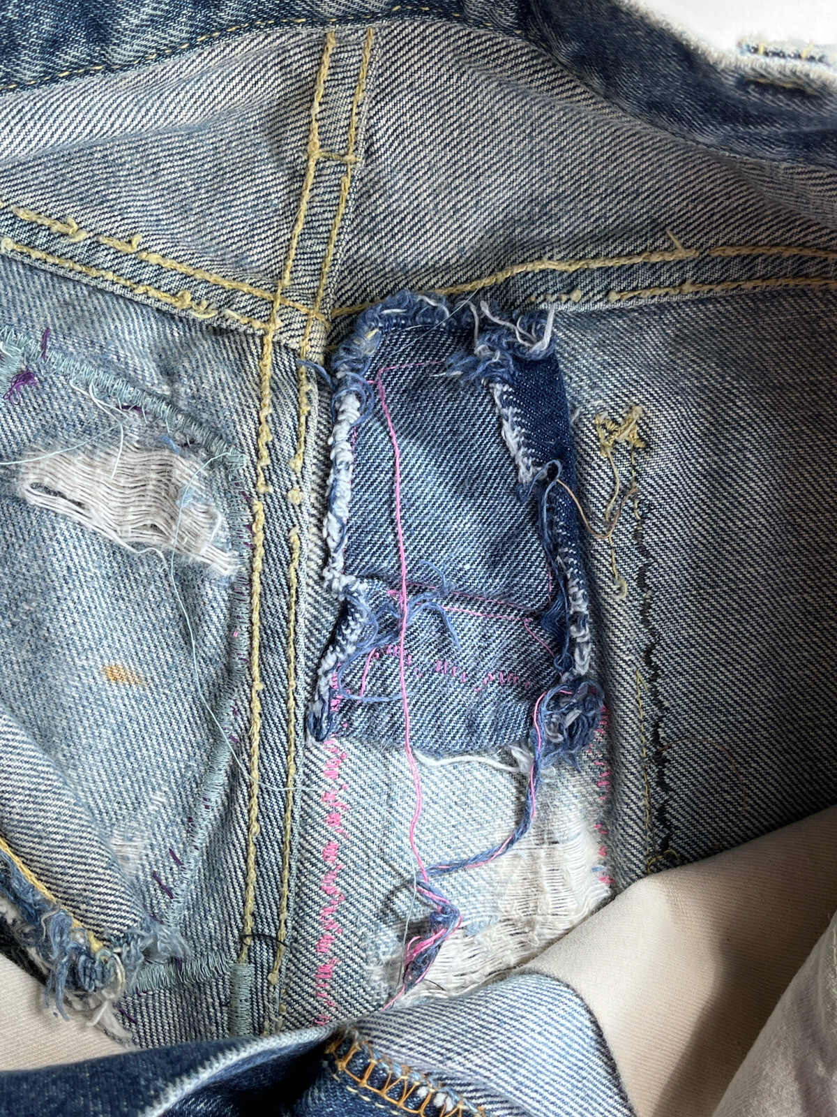Vintage 1970s cut-offs Lee Denim Jeans Shorts Patched Repaired 28″ Waist