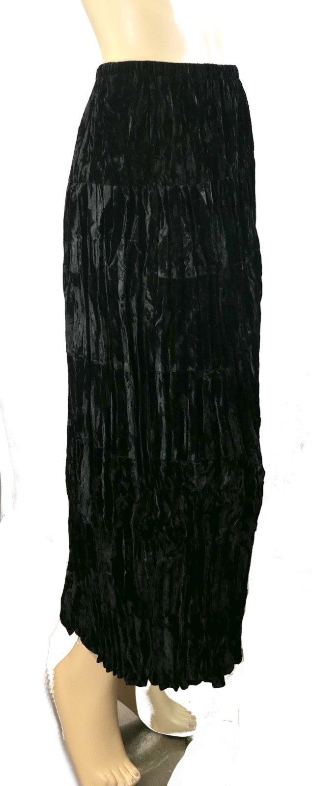 Vintage 80s 90s Maxi Skirt Accordion Pleat Crushed Velvet Pencil to A Line Sz M