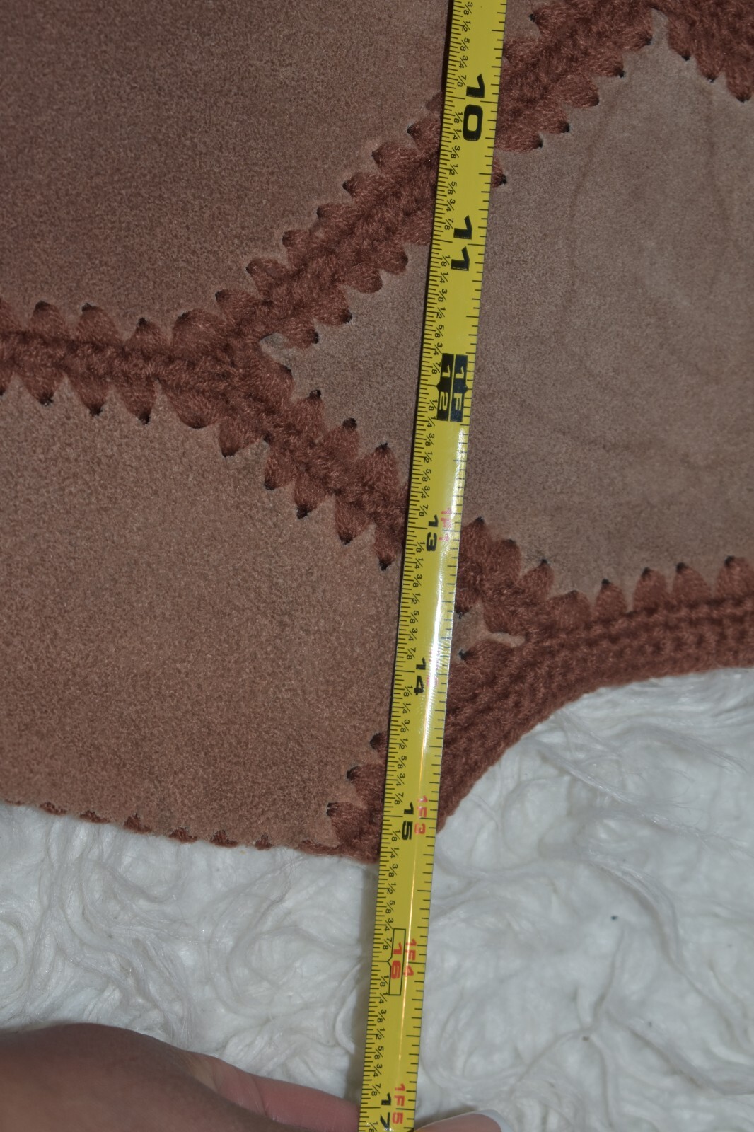 Vintage Modern Junior 1970’s Leather/Suede and Crochet Vest and skirt set Size
