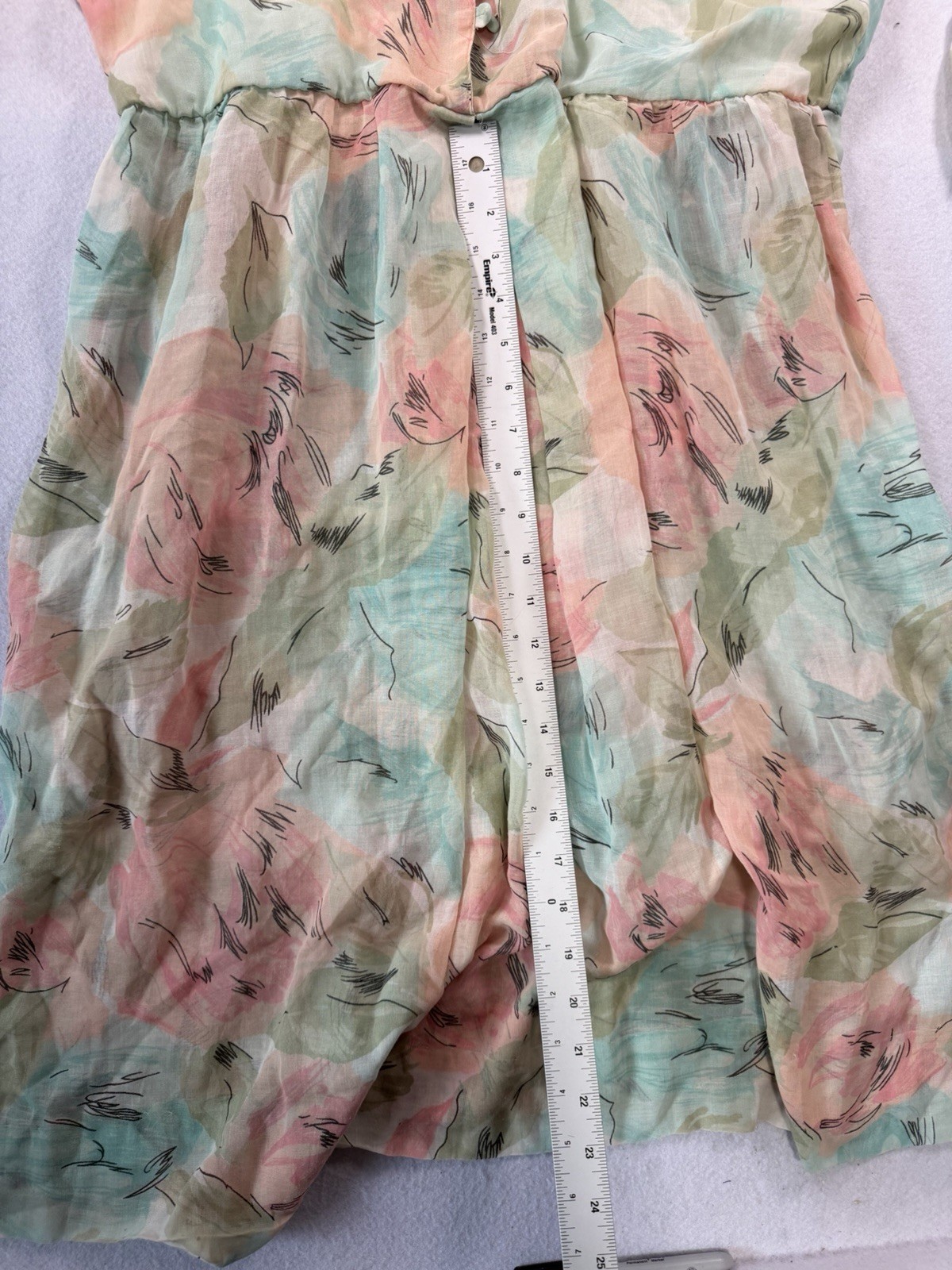 Vintage 1980s Willi of California Floral Chiffon Midi Dress Women’s Button Top