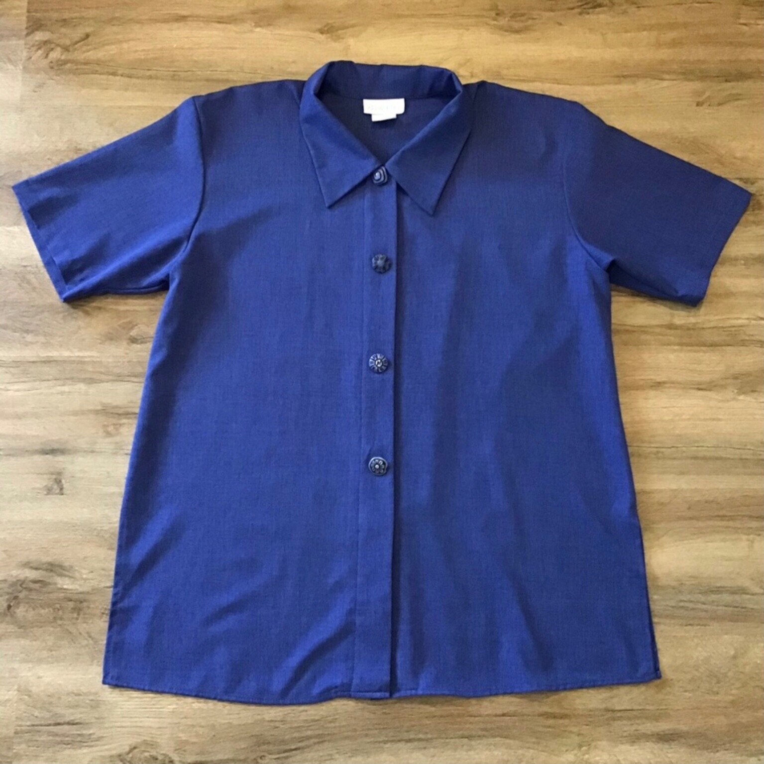 VTG House Coat Jacket Pride & Joy Size 18W Shirt Button Down Alice Brady Blue