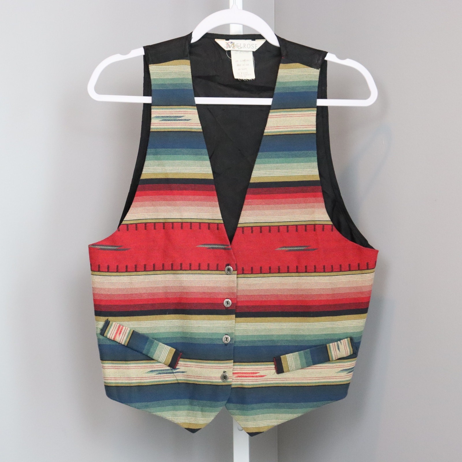 Vintage Melrose Southwestern Stripe Vest | Size 10 | Western Aztec Button Front