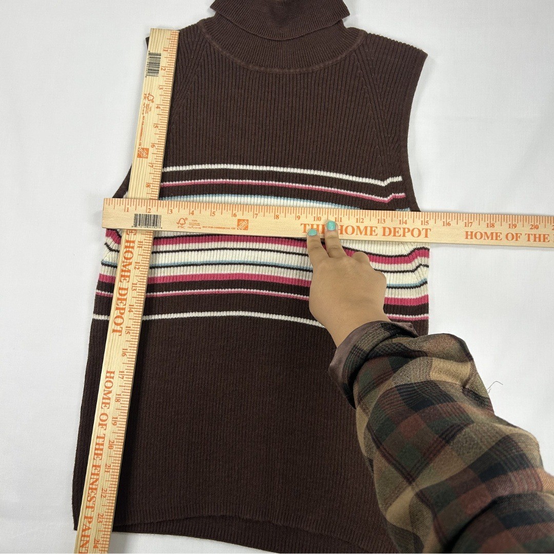 Faded Glory Vintage Y2K Woman’s Sleeveless Turtleneck Knit Striped Tank M/L