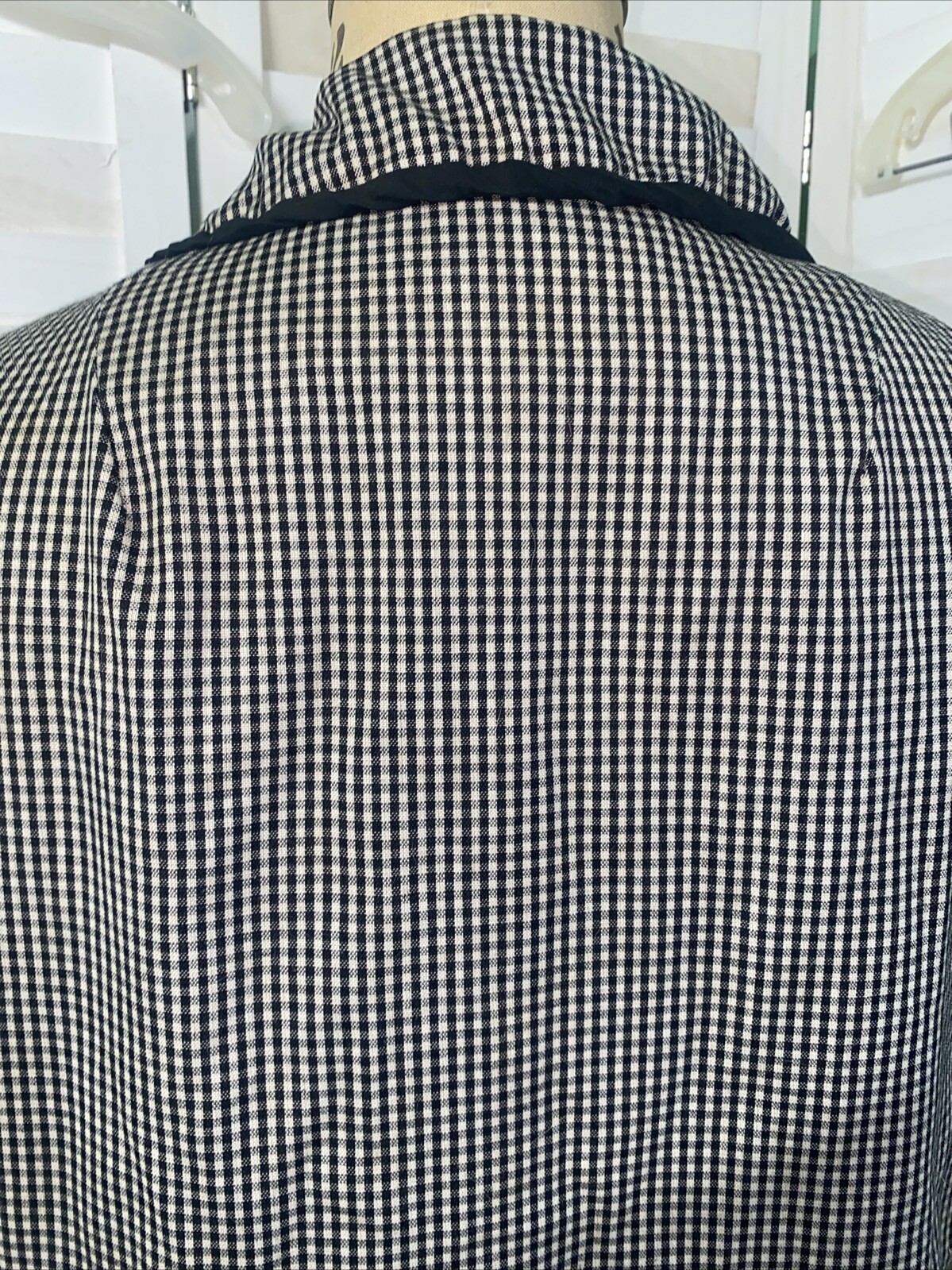 Vintage Mountain Mist Trench Pea Coat Jacket Women’s Gingham Sz Med Large USA
