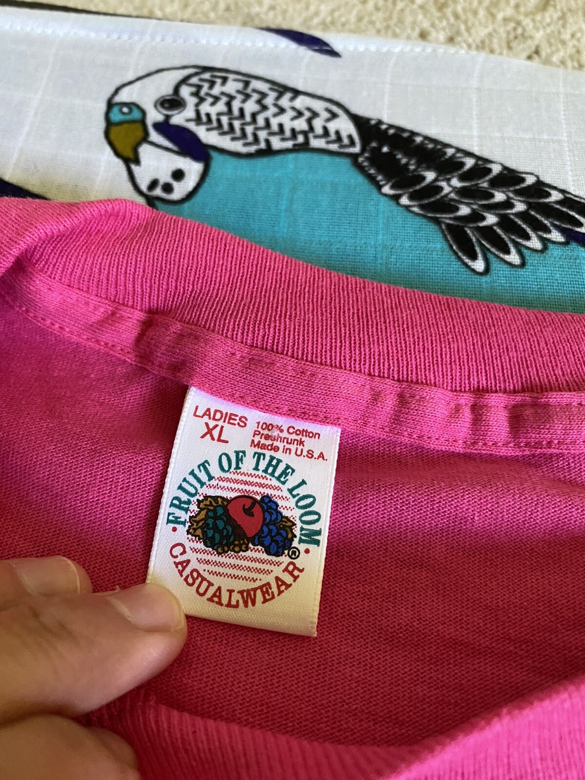 Vintage Fruit of the Loom Ladies Casualwear Single Stitch T shirt Blank XL Pink