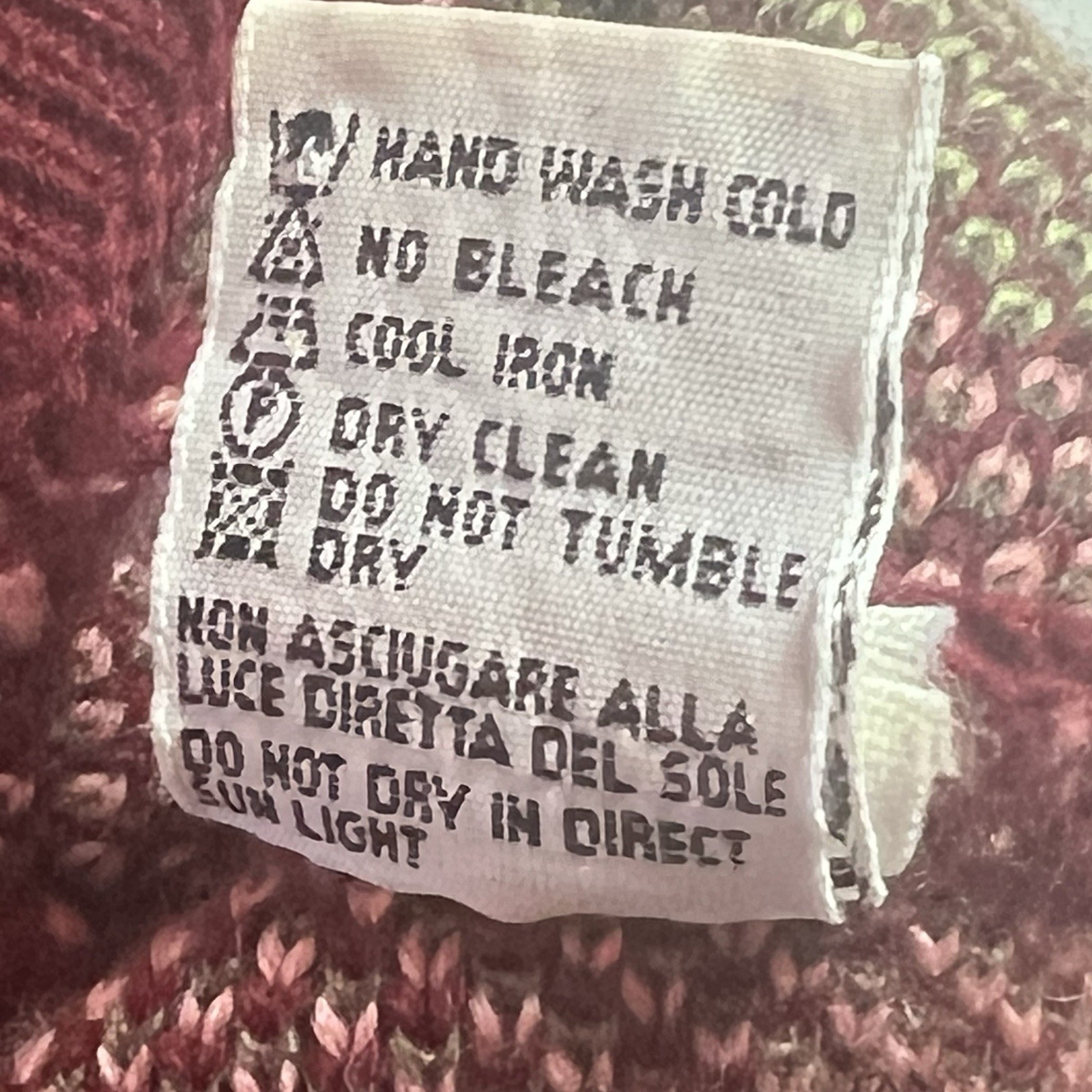 Vintage United Colors Of Benetton Wool Burgundy Pink Floral