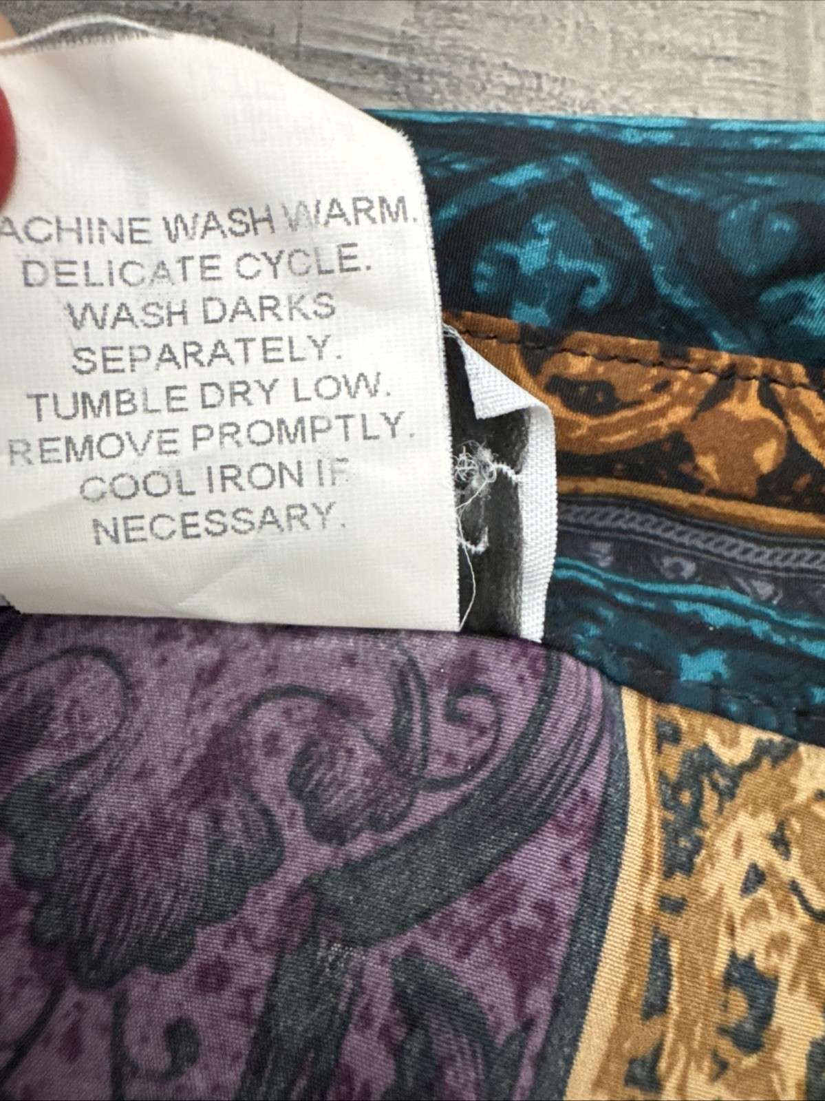 Vintage Bon Worth Blouse Teal Purple Gold button down, long sleeve medium petite