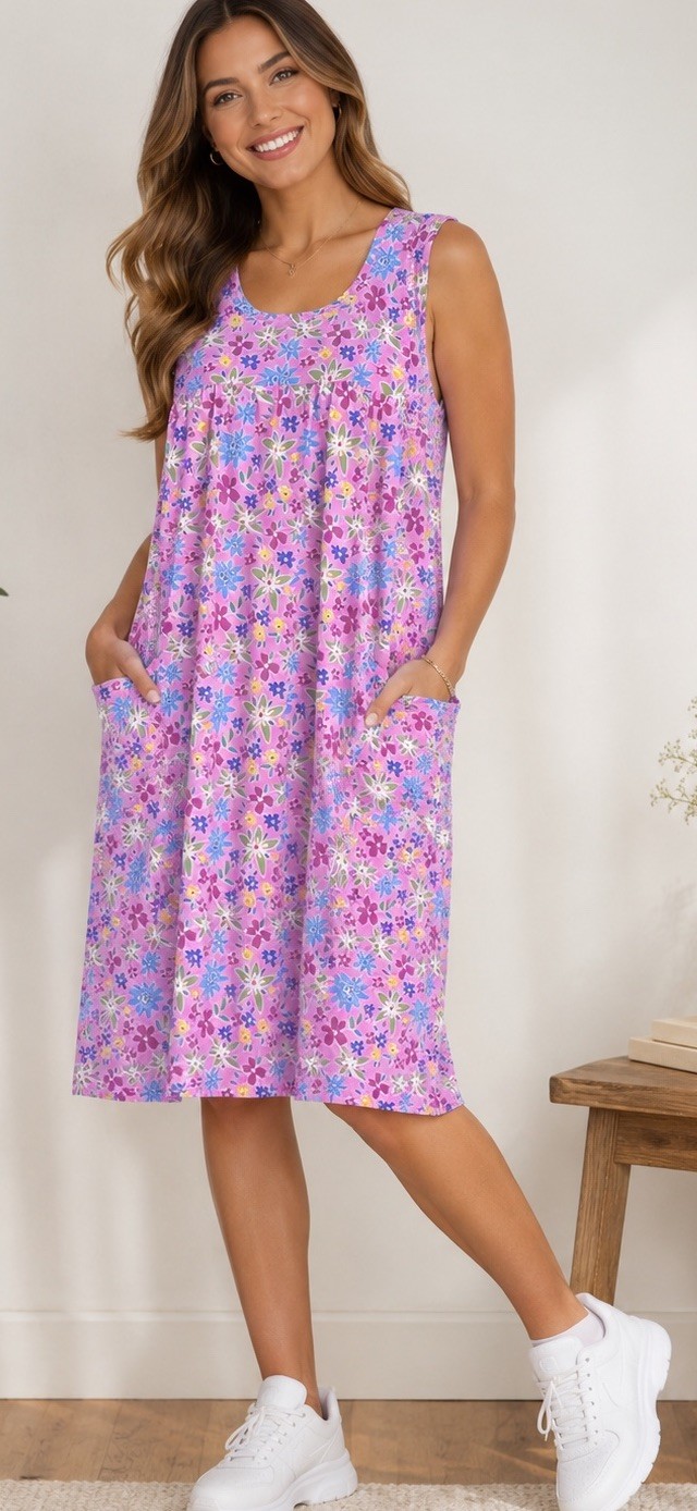 Vintage 90s Country Cottage Pink Floral Plus Size 1X Loungewear House Dress
