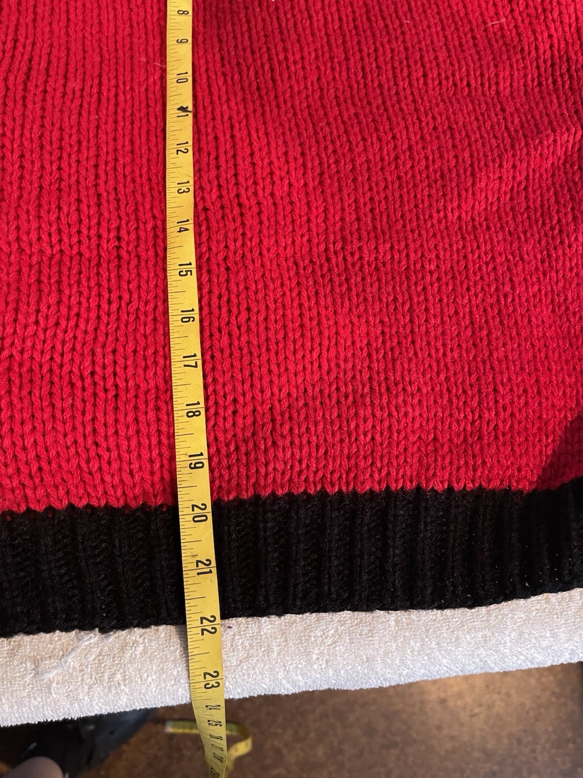 Vintage 80s Midnight Blues Hand Knit Wool Sweater Cardigan Red Black Pattern Kor
