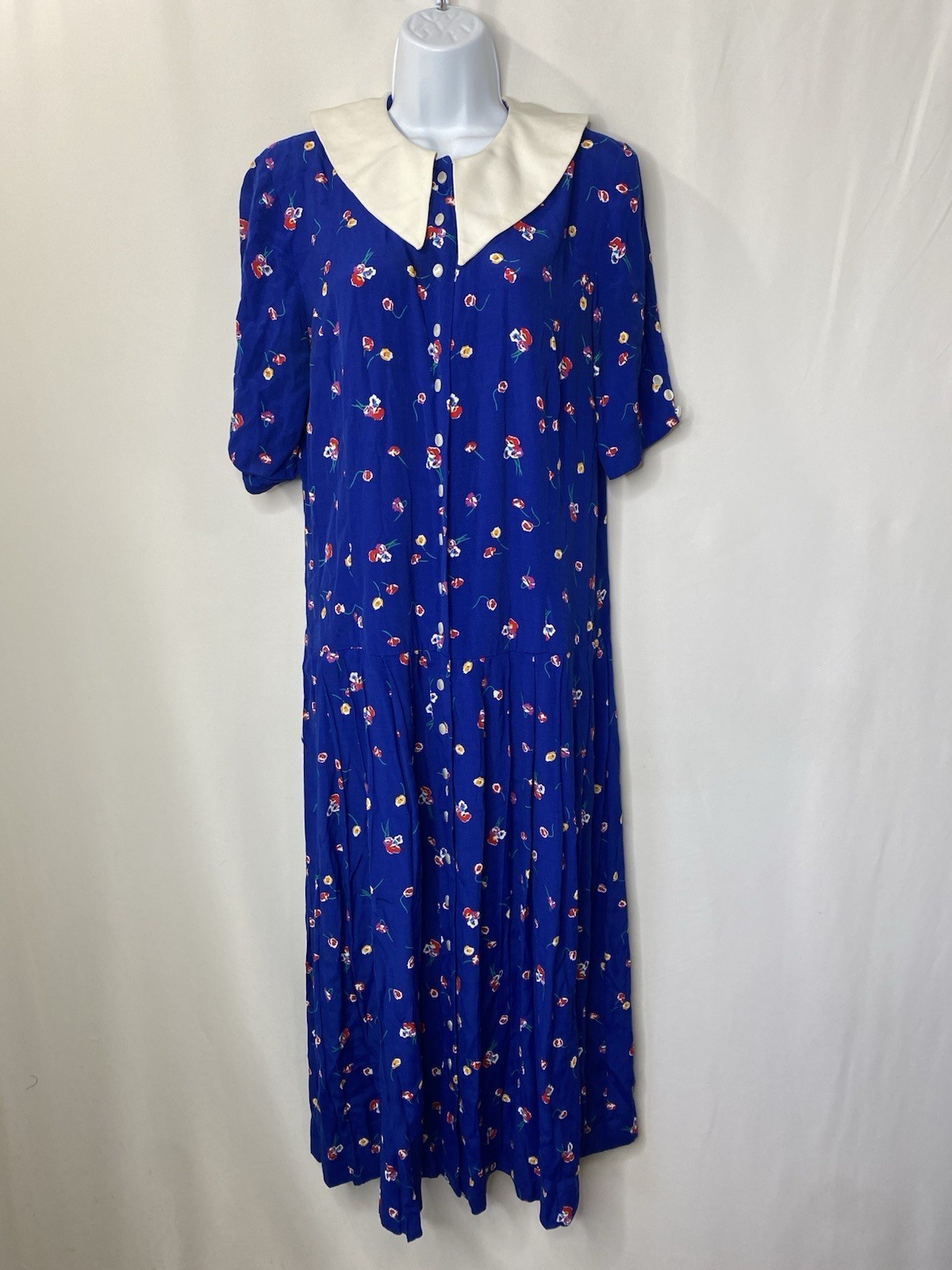 Vintage 80s Sailor Collar Dress Size 10 Cottagecore Nautical Dainty Patriotic