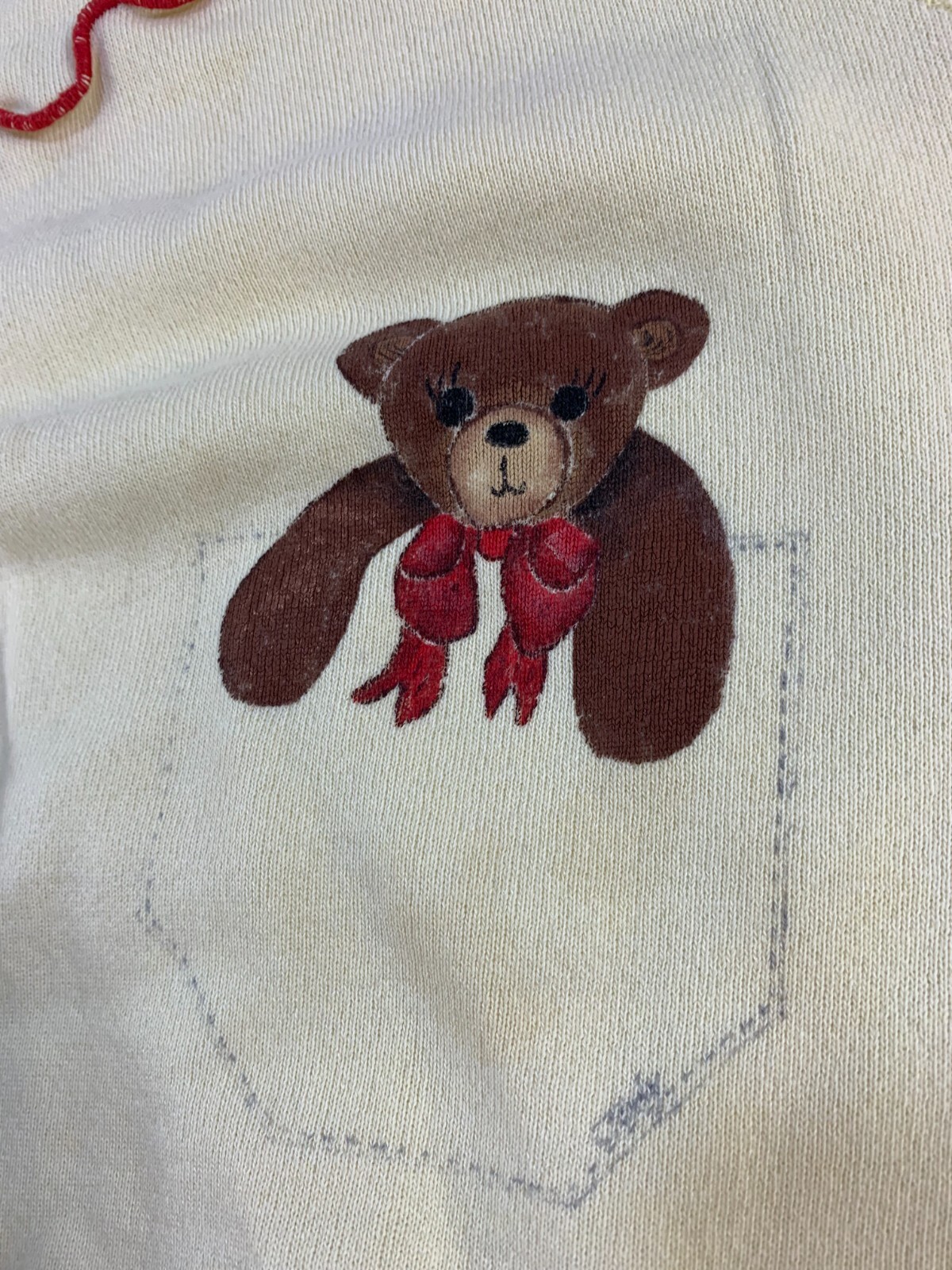 Vintage 70s 80s Teddy Bear Lace Womans Girls Sweatshirt High School Surf Hippy